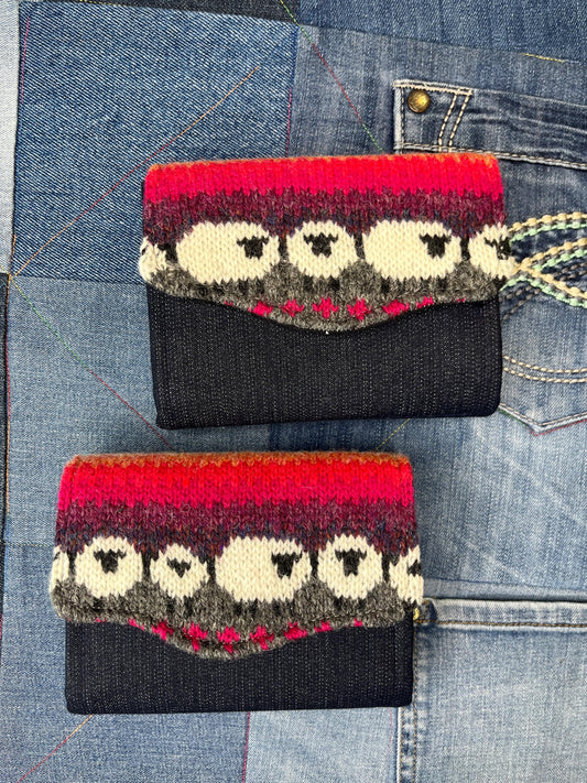 Pink Grey Sheep Wool Purse - Uphouse Crafts