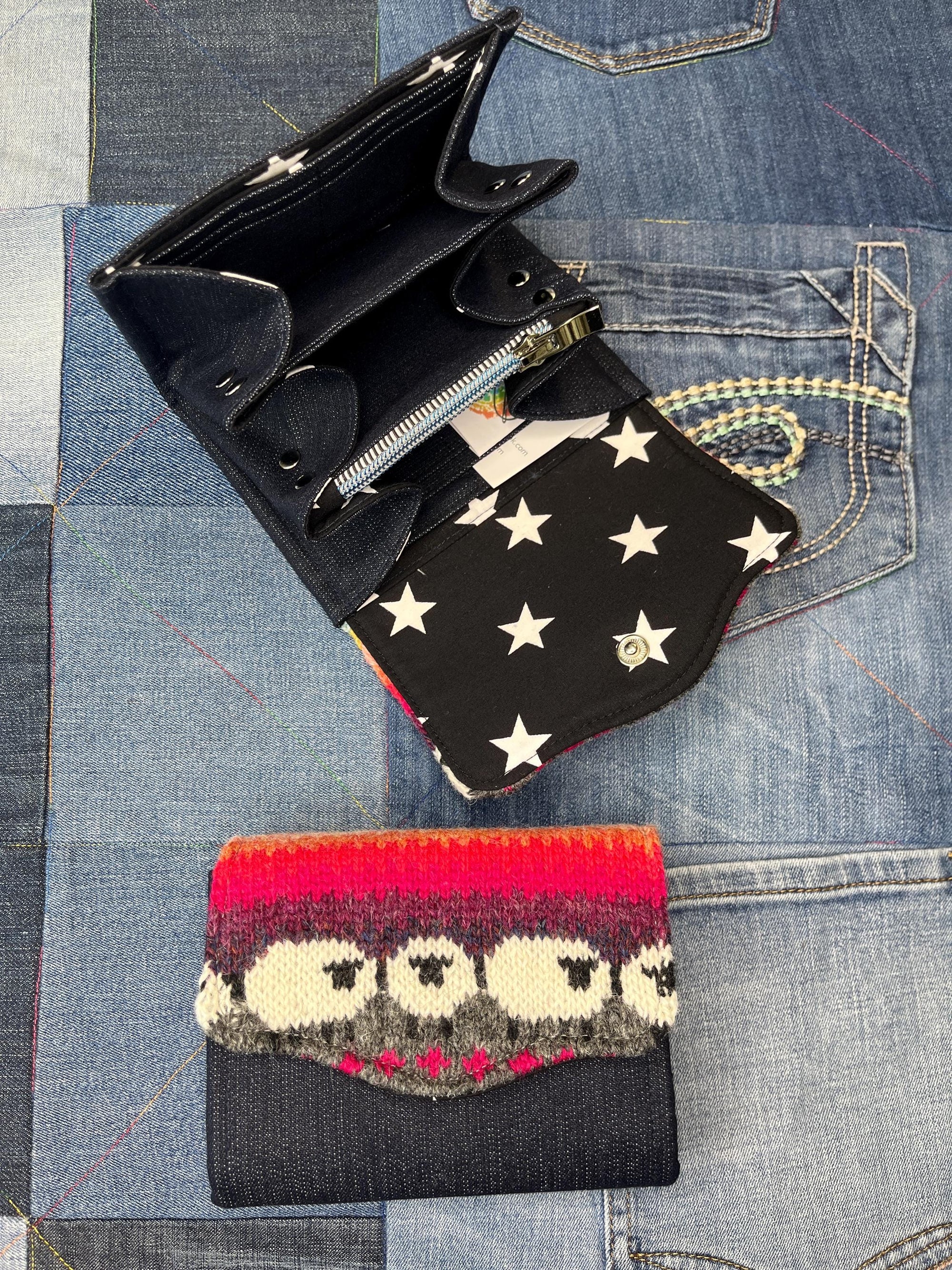 Pink Grey Sheep Wool Purse - Uphouse Crafts