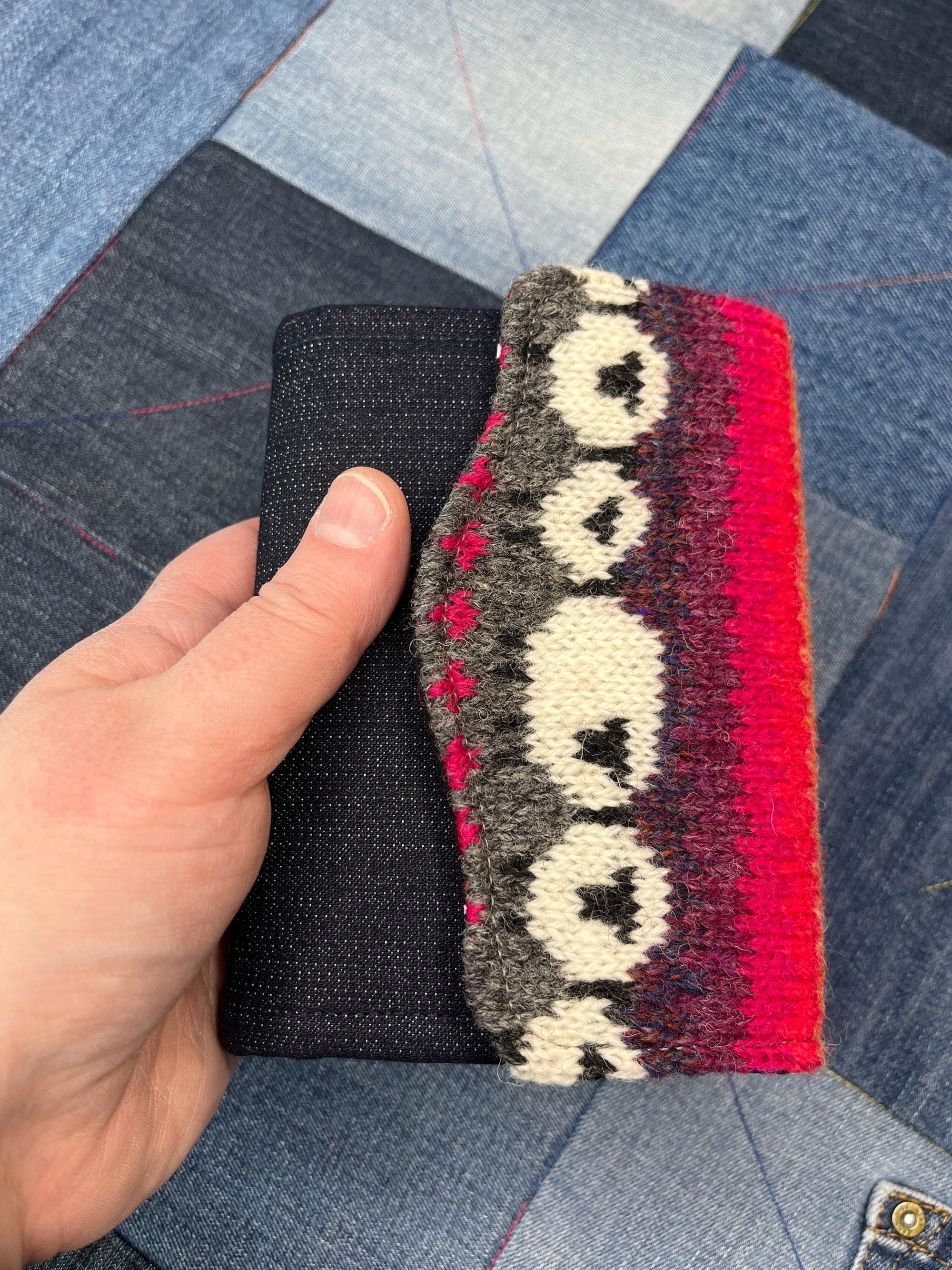 Pink Grey Sheep Wool Purse - Uphouse Crafts