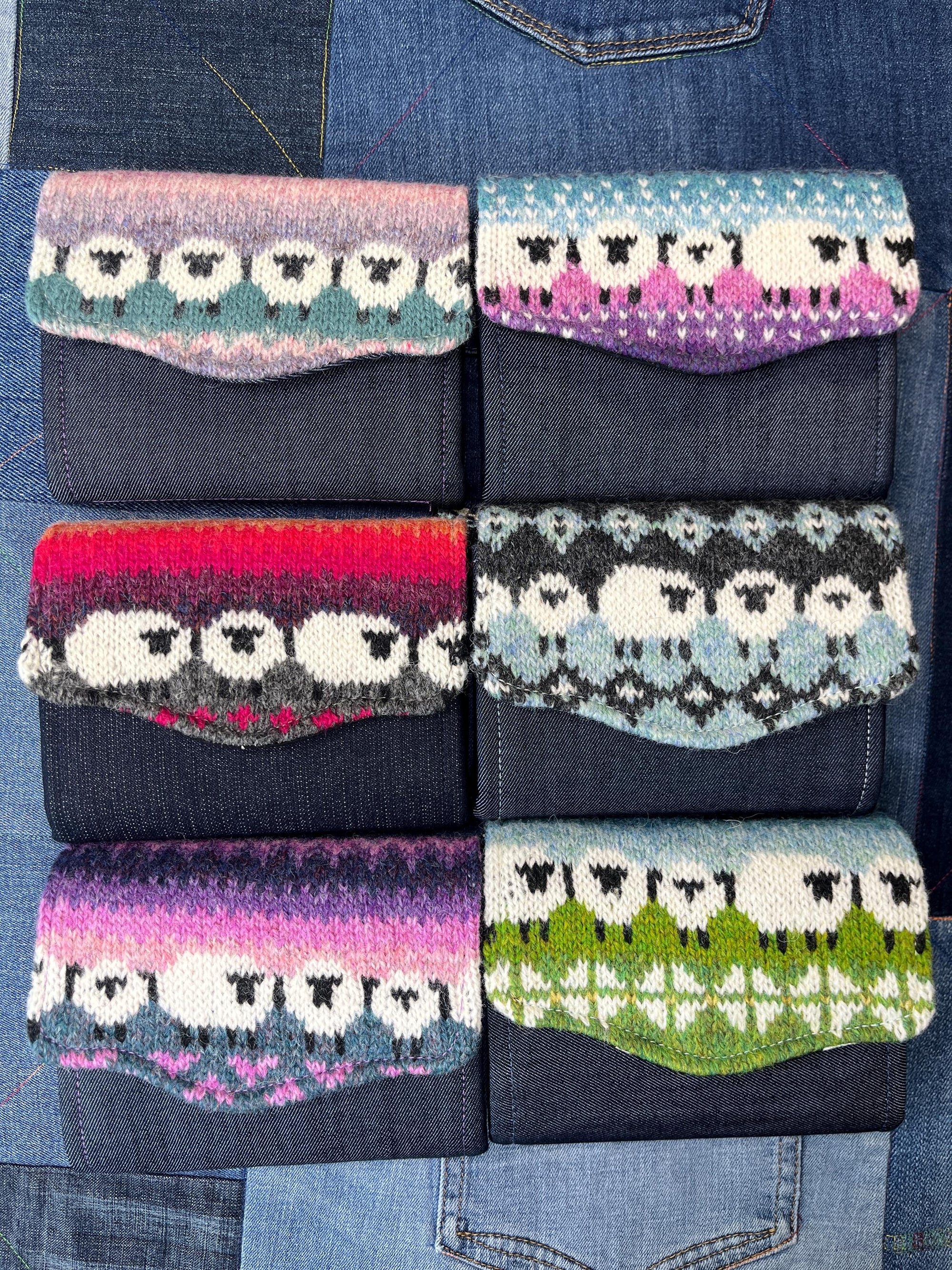 Pink Grey Sheep Wool Purse - Uphouse Crafts