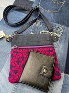 Pink Purple Shetland Wool Denim Crossbody Bag - Uphouse Crafts