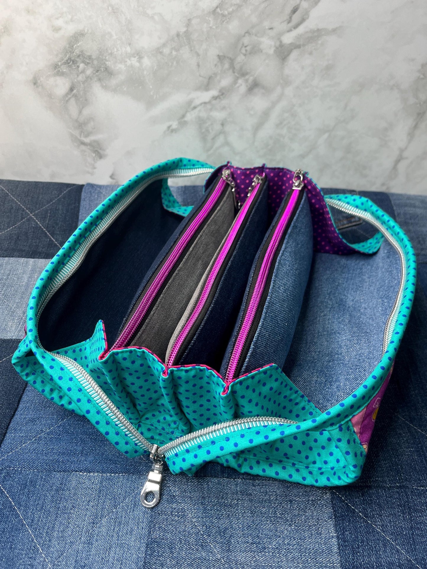 Pink Purple Teal Sew Together Bag - Uphouse Crafts