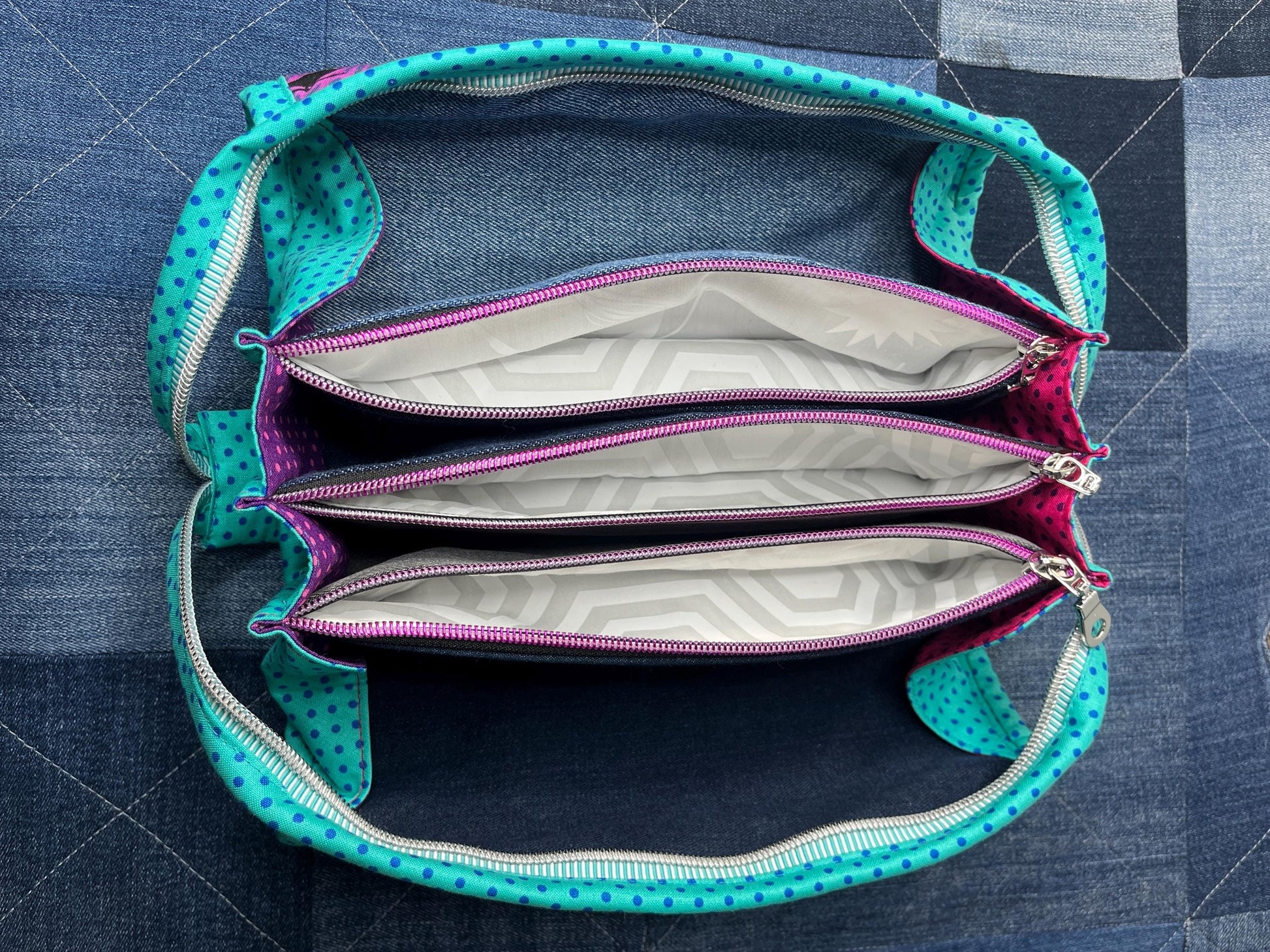 Pink Purple Teal Sew Together Bag - Uphouse Crafts