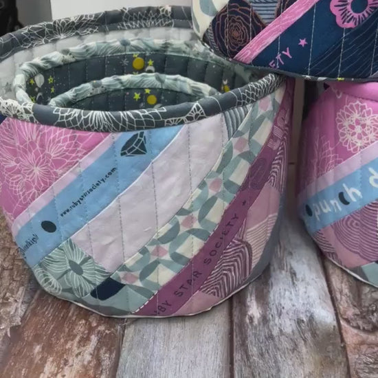 Small Fabric Tub, Fabric Storage Basket, Patchwork Quilted Tub, Limited Edition No S202406