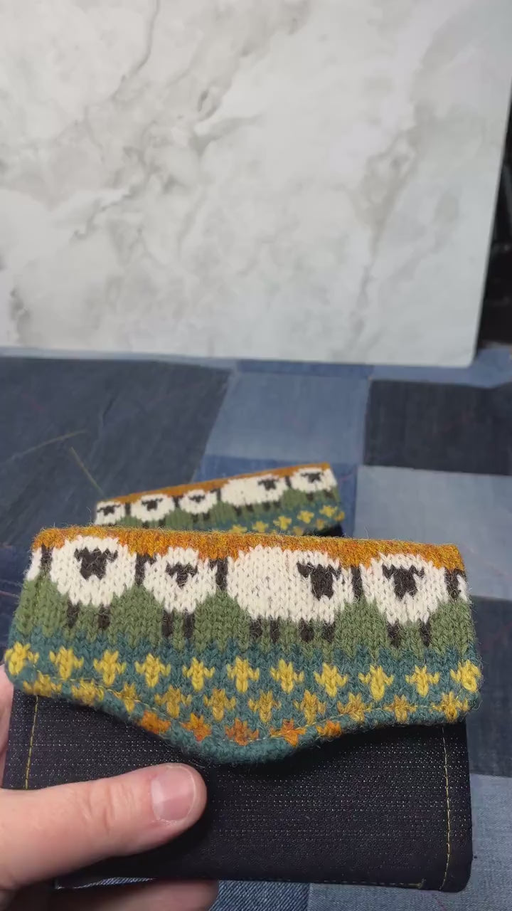 Mustard Teal Sheep Wool Purse