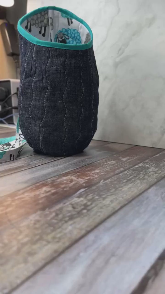 Turquoise Cotton Denim Clothes Peg Bag