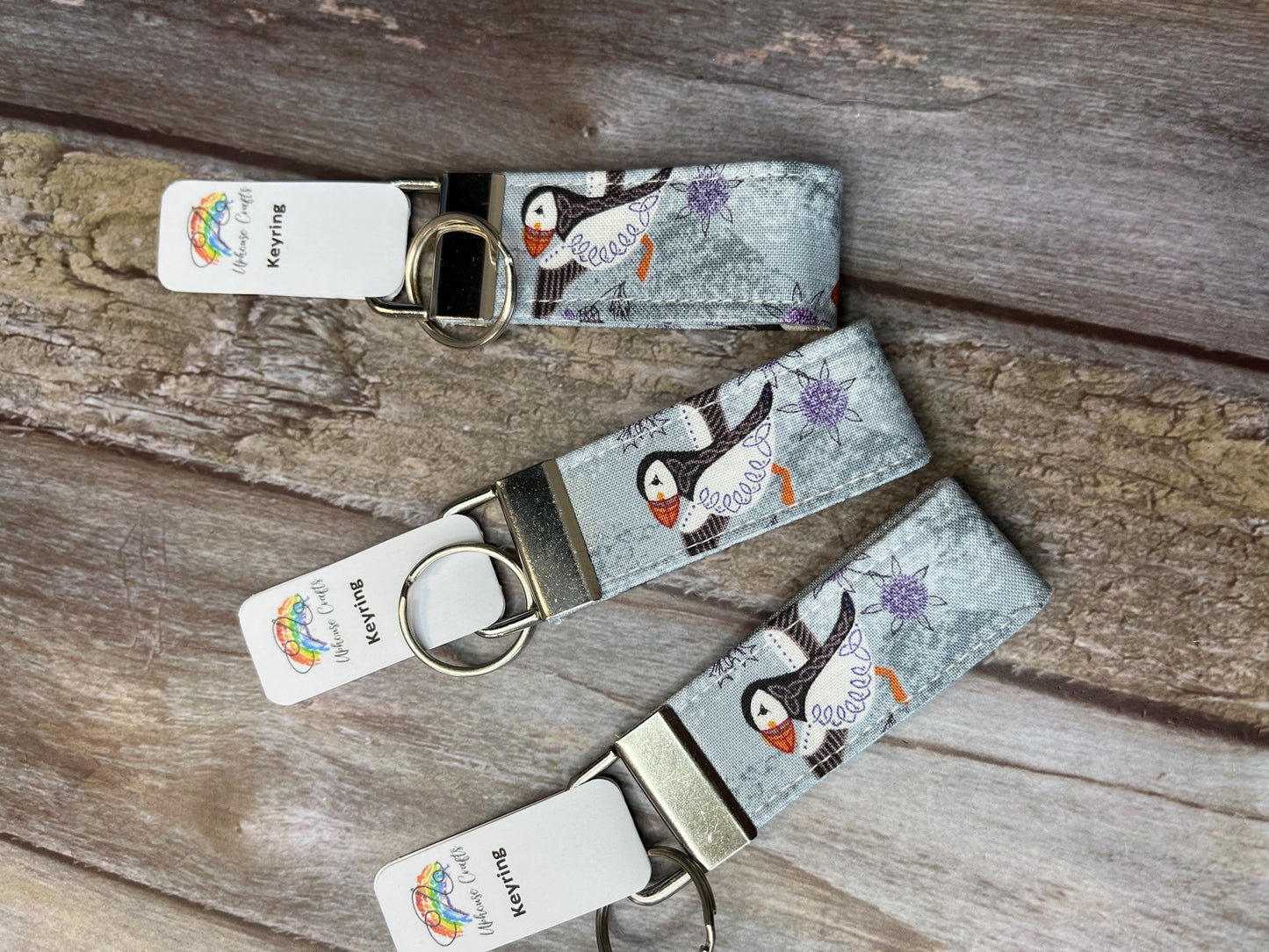 Puffin Keyring | Silver Grey | Celtic style