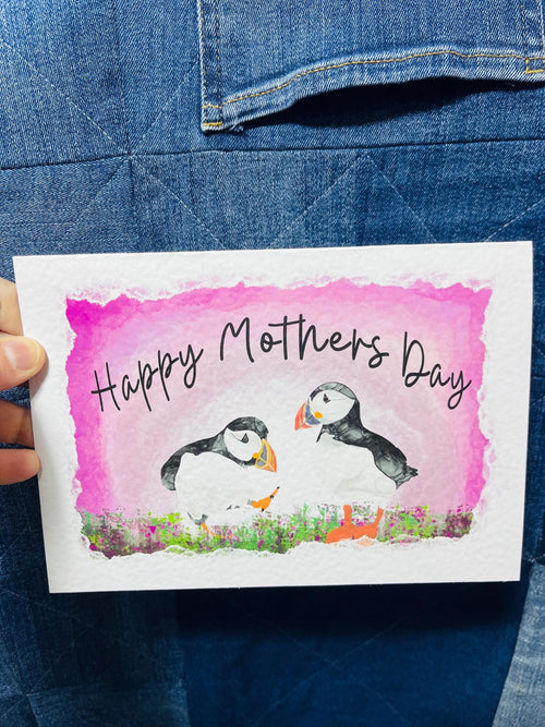 Puffin Mothers Day Card | Sheep Mothers Day Card Pink Puffins
