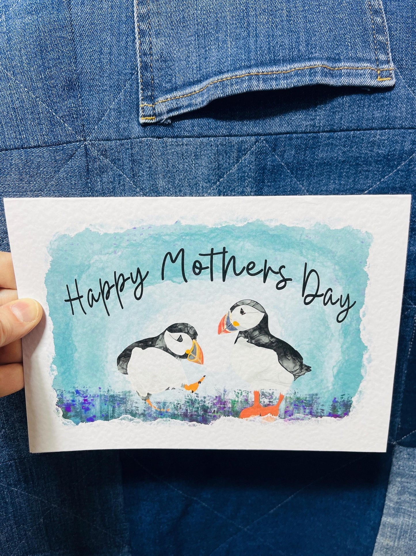 Puffin Mothers Day Card | Sheep Mothers Day Card Blue Puffins