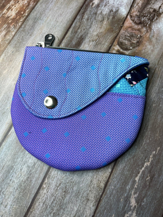 Purpe & Blue Patchwork Round Wing Zip Purse no2024-04