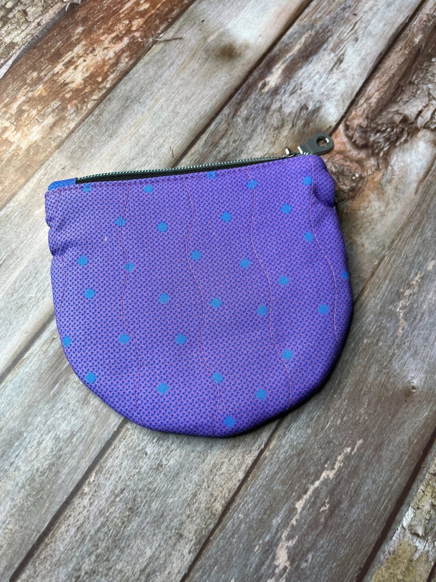 Purpe & Blue Patchwork Round Wing Zip Purse no2024-04