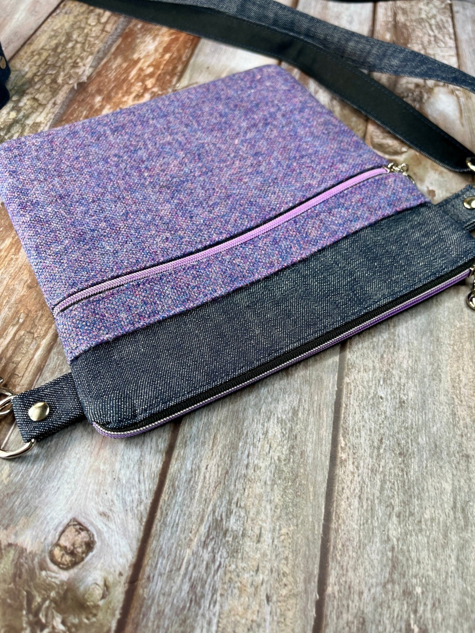 Purple Wool Tweed Crossbody Bag - Uphouse Crafts