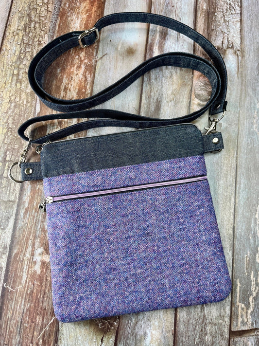 Purple Wool Tweed Crossbody Bag - Uphouse Crafts