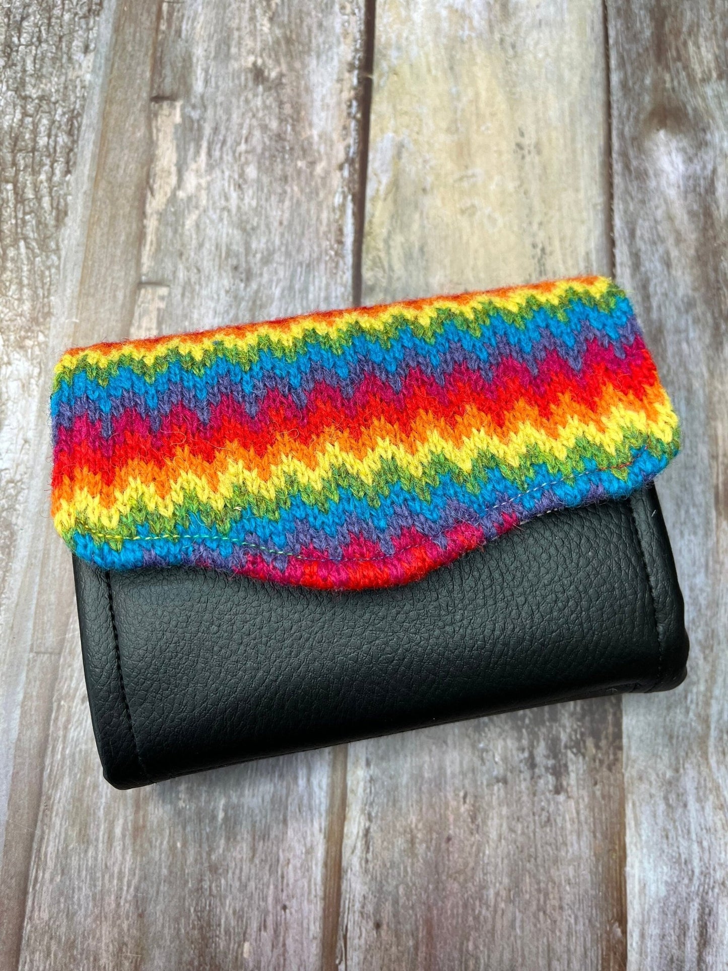 Rainbow Fair Isle Purse, Unique Knitted Purse Wallet, Handmade in Shetland - Uphouse Crafts