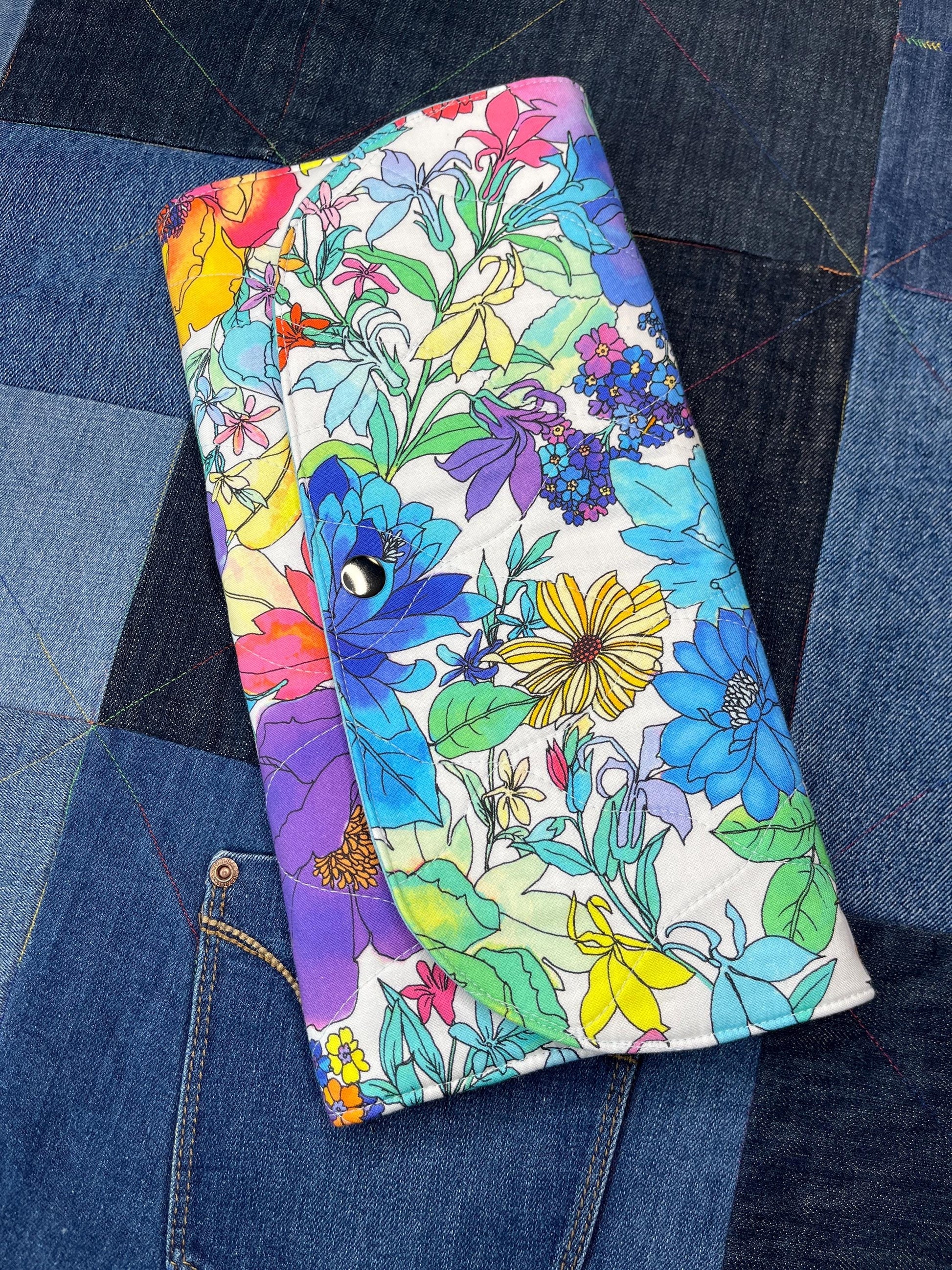 Rainbow Floral Knitting Needle Case & Zip Pouch - Uphouse Crafts