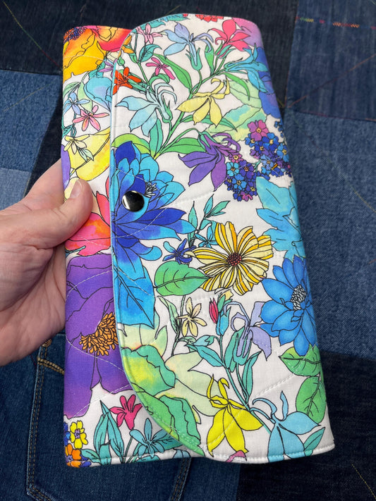 Rainbow Floral Knitting Needle Case & Zip Pouch - Uphouse Crafts