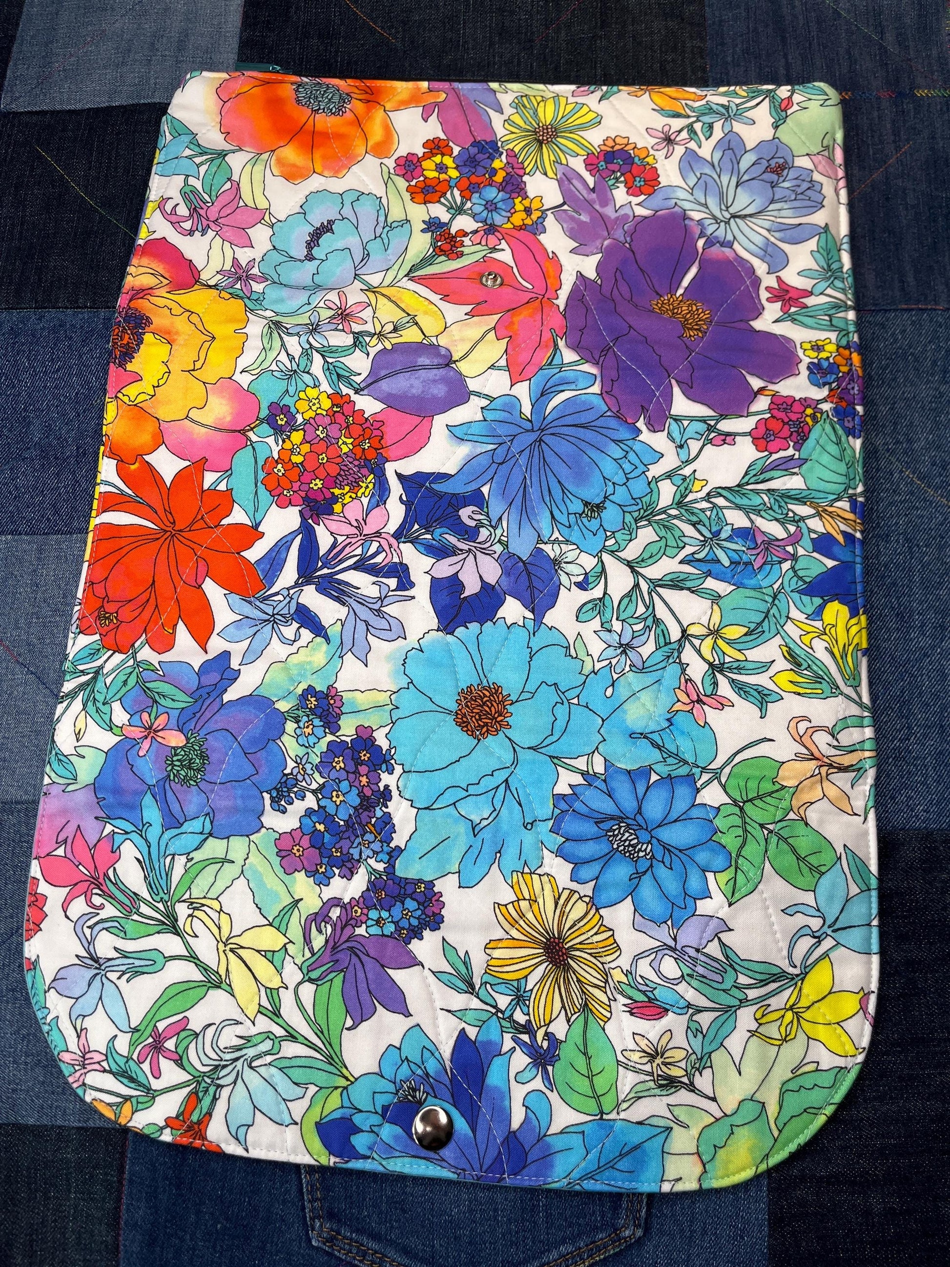 Rainbow Floral Knitting Needle Case & Zip Pouch - Uphouse Crafts