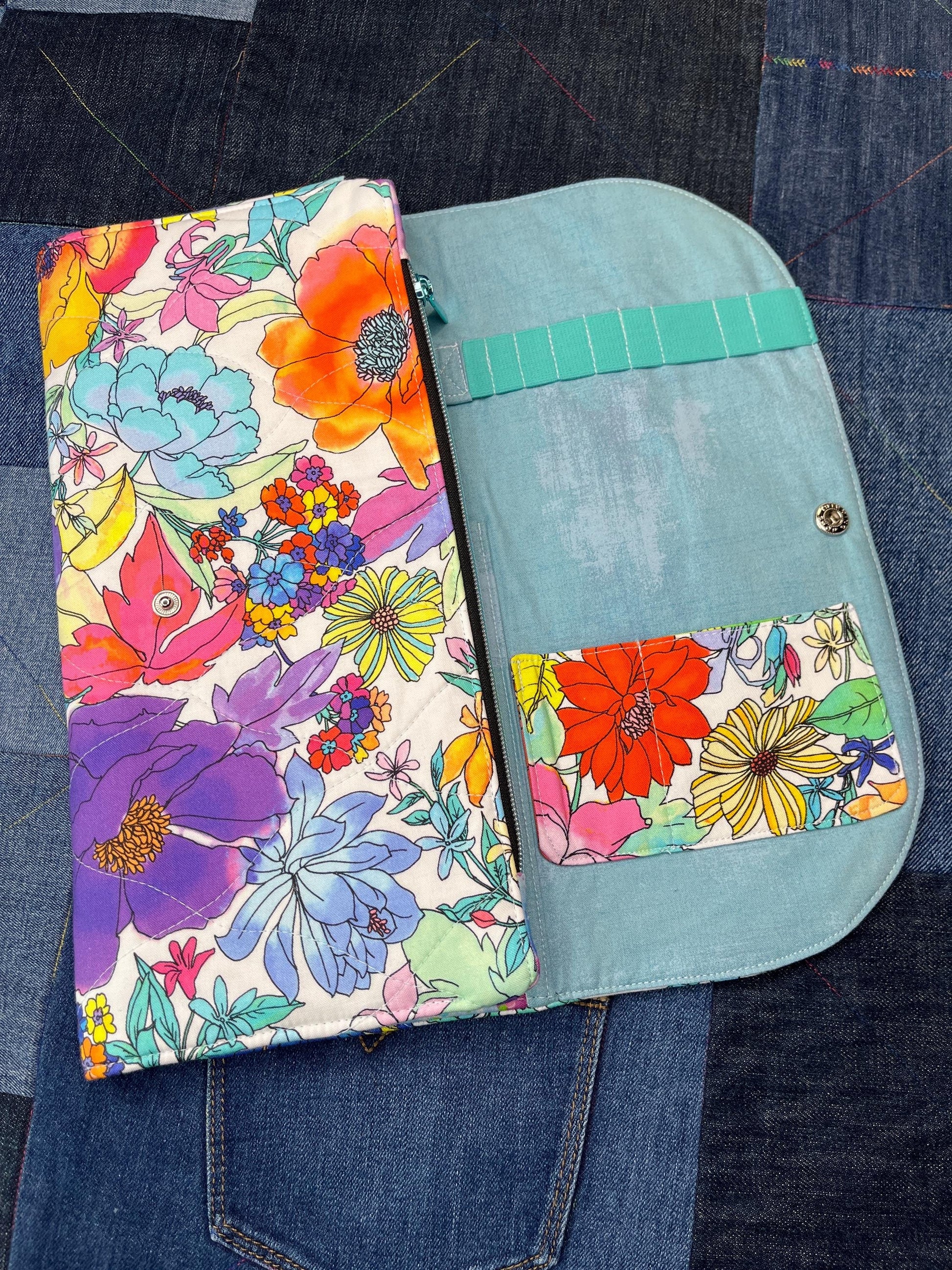 Rainbow Floral Knitting Needle Case & Zip Pouch - Uphouse Crafts