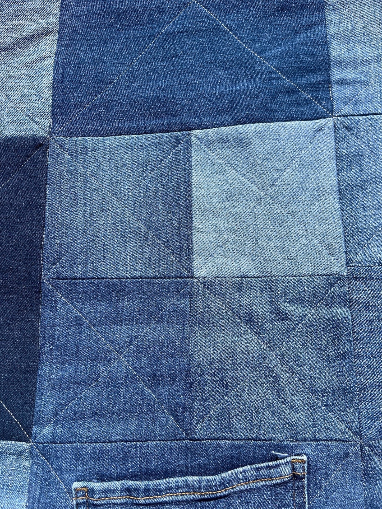 Reclaimed Denim Picnic Blanket / Quilt & Carry Strap - Uphouse Crafts