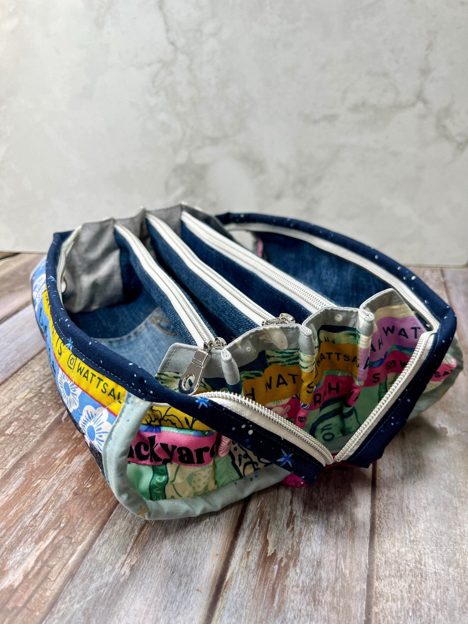 Selvedge Blue Yellow Pink & Denim Patchwork Sew Together Bag - Uphouse Crafts