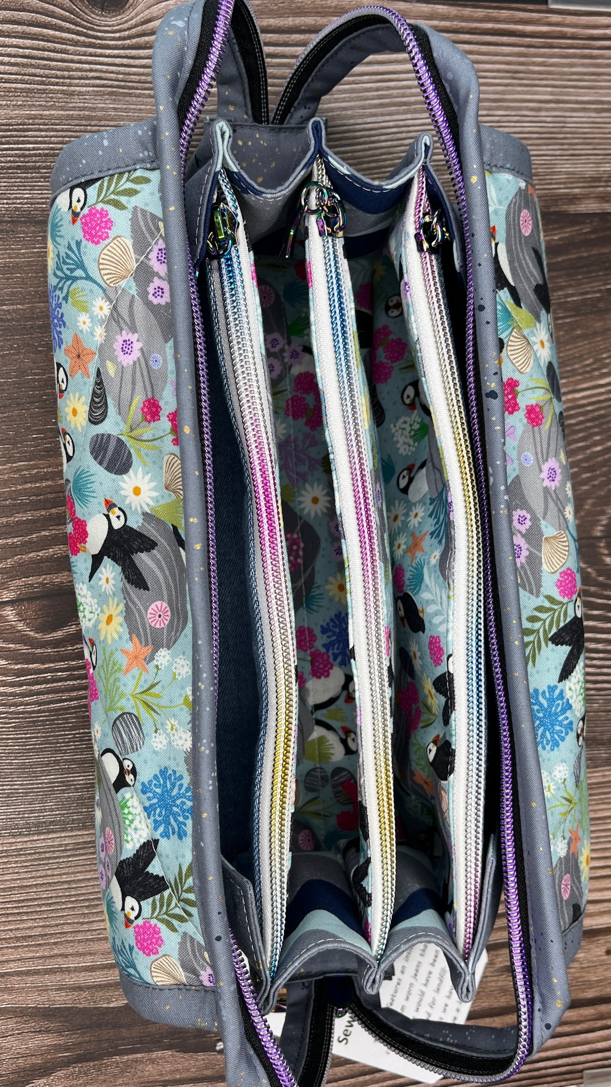 Sew Together Bag | Blue Grey Lilac Puffin | Craft Organisation - Uphouse Crafts