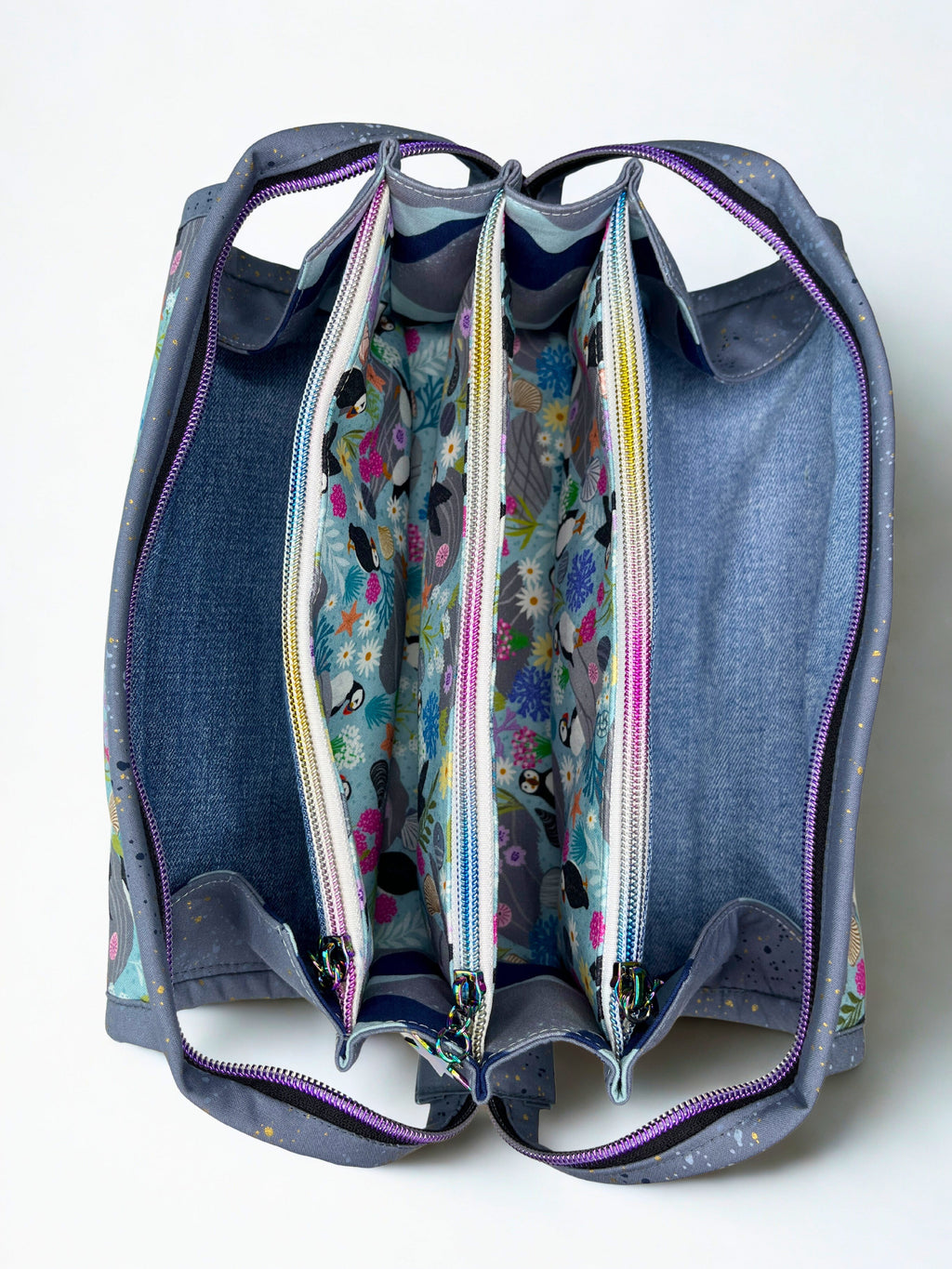 Sew Together Bag | Blue Grey Lilac Puffin | Craft Organisation - Uphouse Crafts