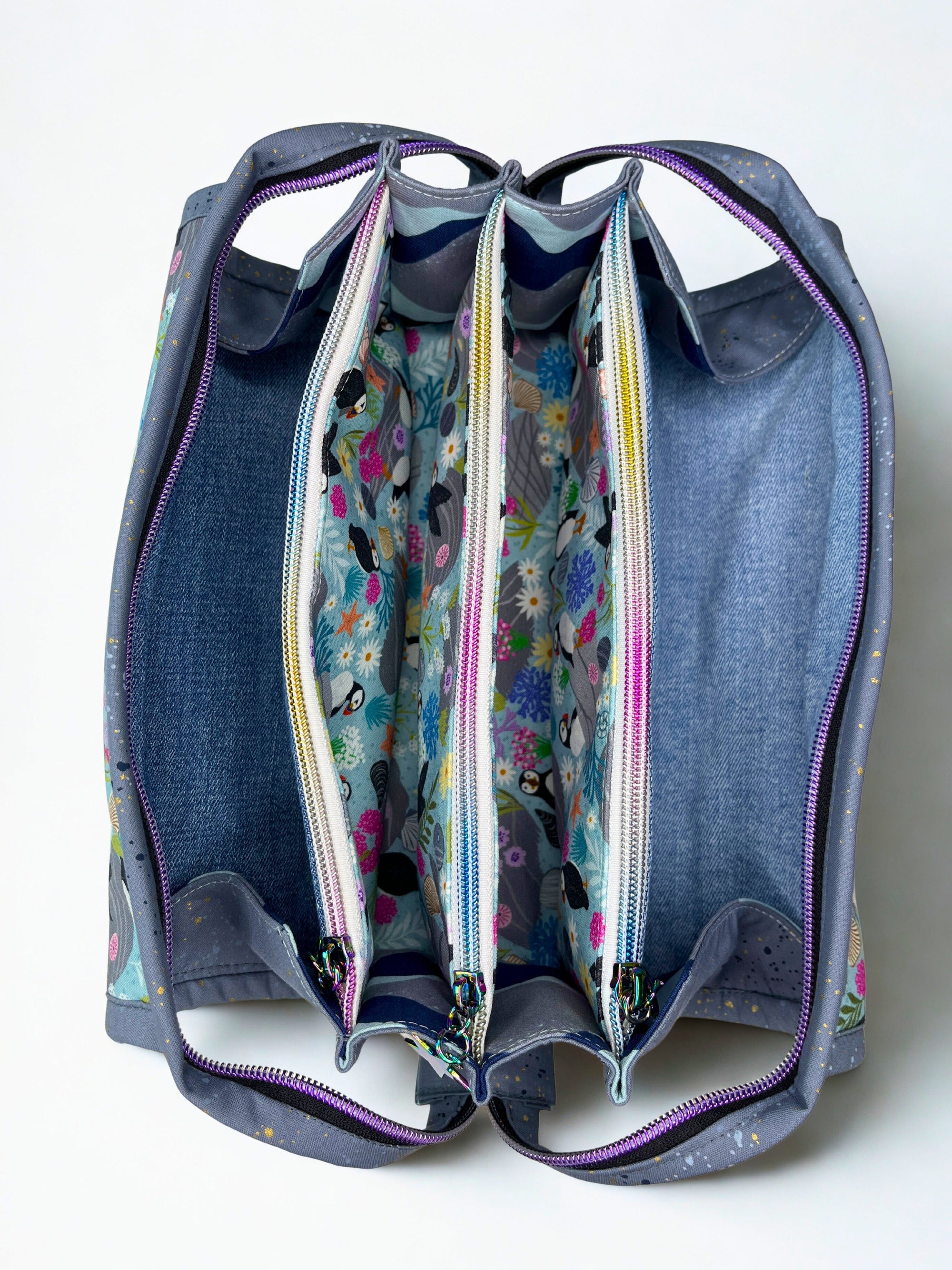 Sew Together Bag | Blue Grey Lilac Puffin | Craft Organisation - Uphouse Crafts