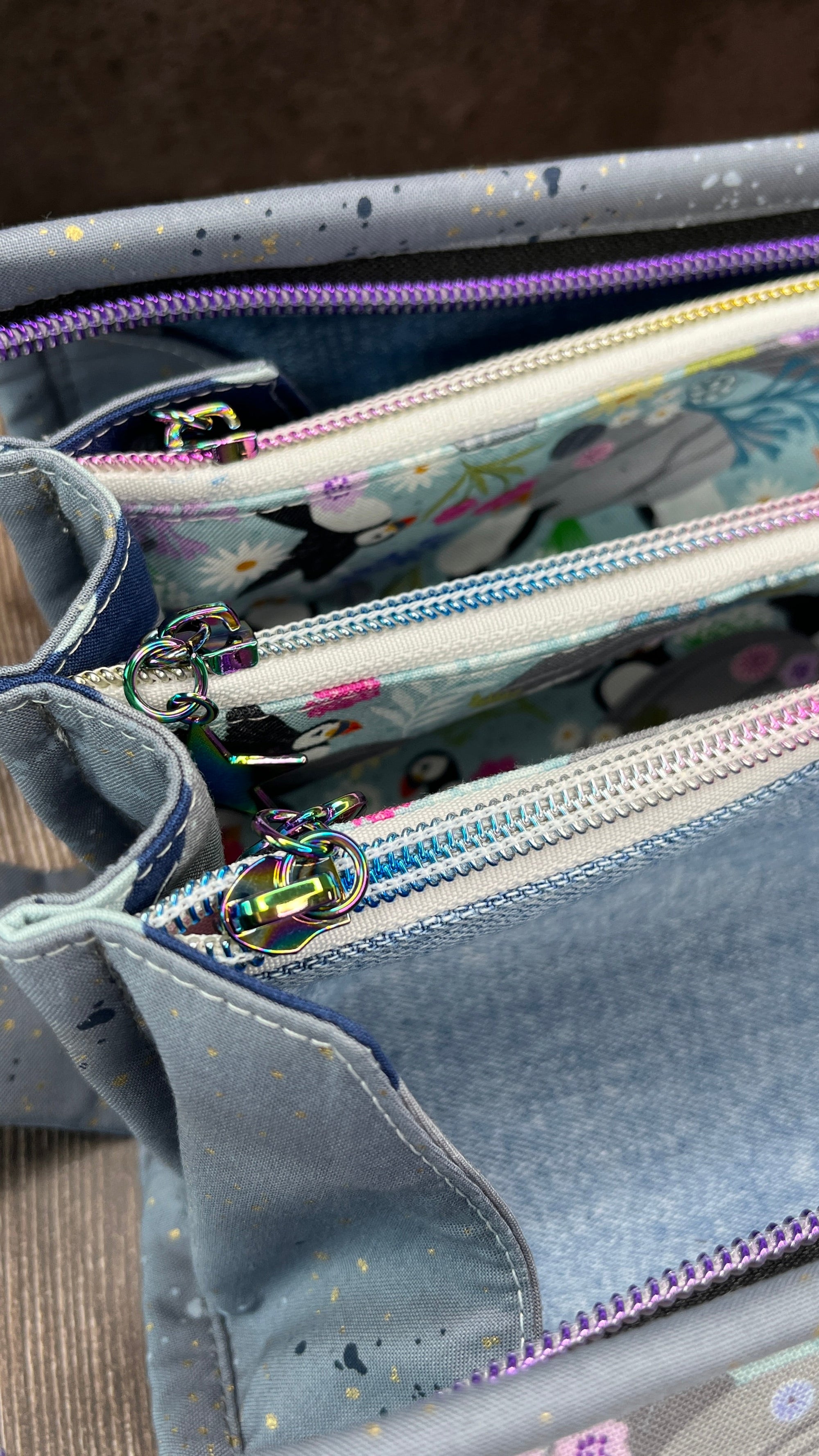 Sew Together Bag | Blue Grey Lilac Puffin | Craft Organisation - Uphouse Crafts