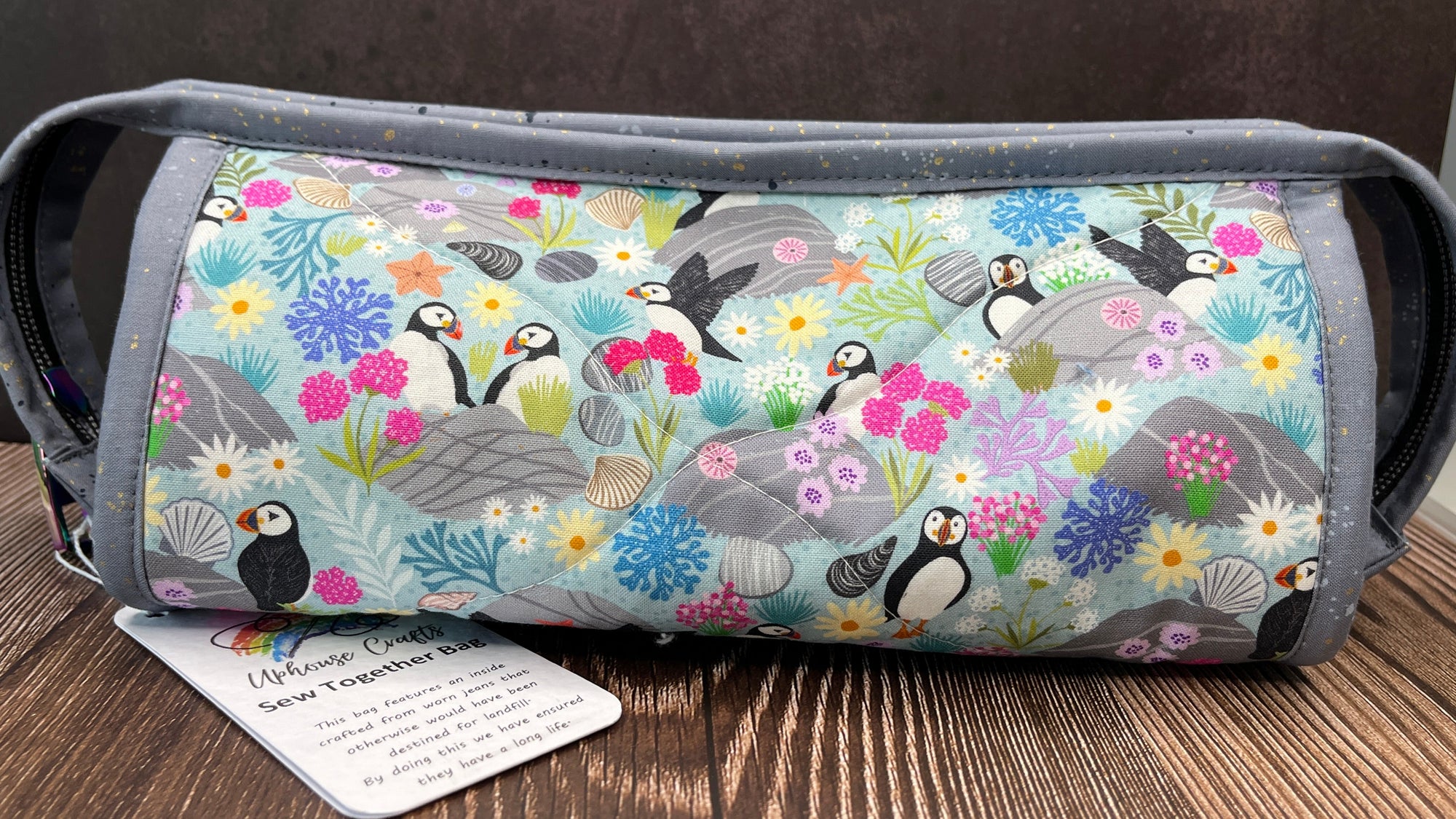 Sew Together Bag | Blue Grey Lilac Puffin | Craft Organisation - Uphouse Crafts