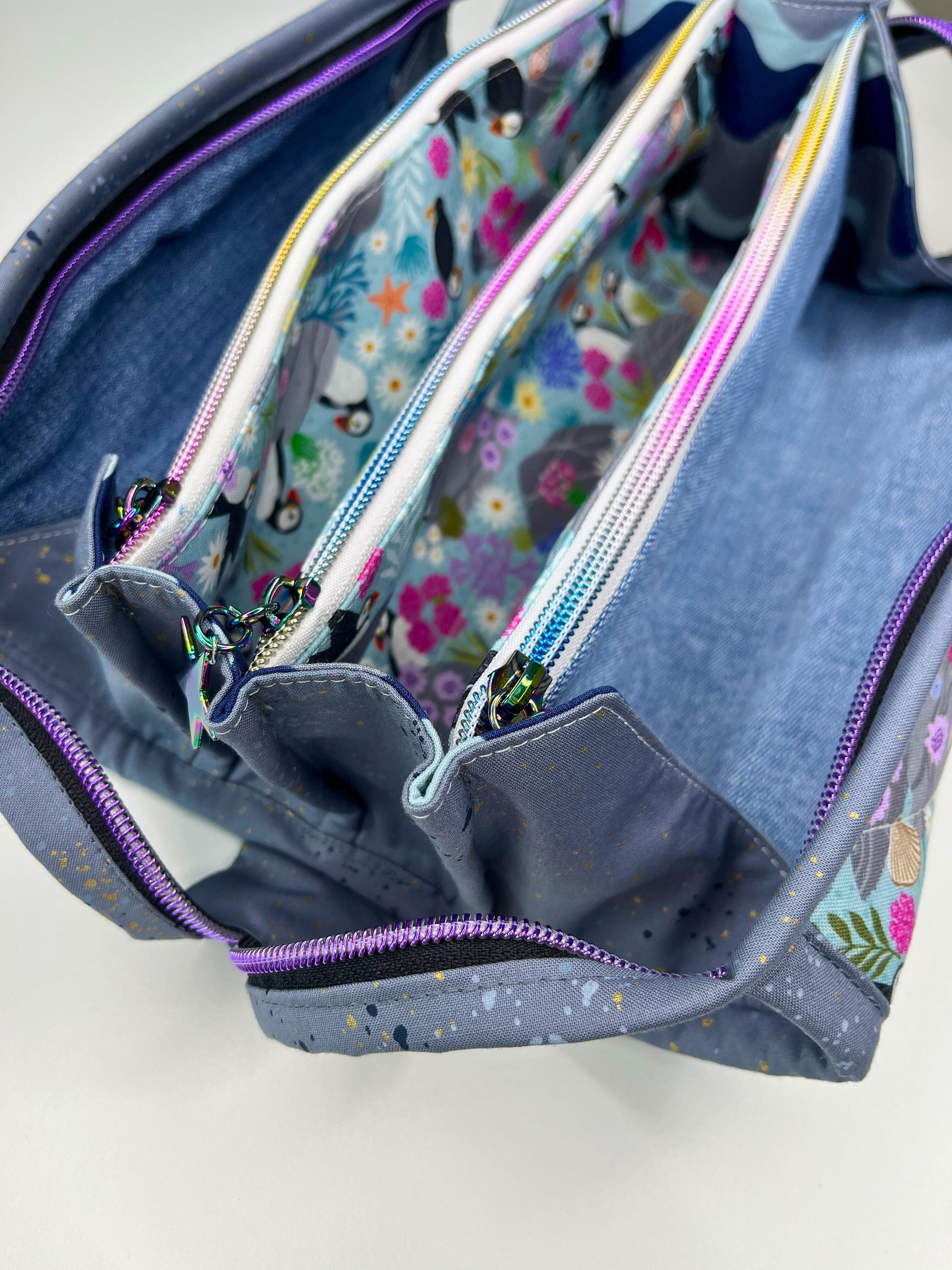 Sew Together Bag | Blue Grey Lilac Puffin | Craft Organisation - Uphouse Crafts