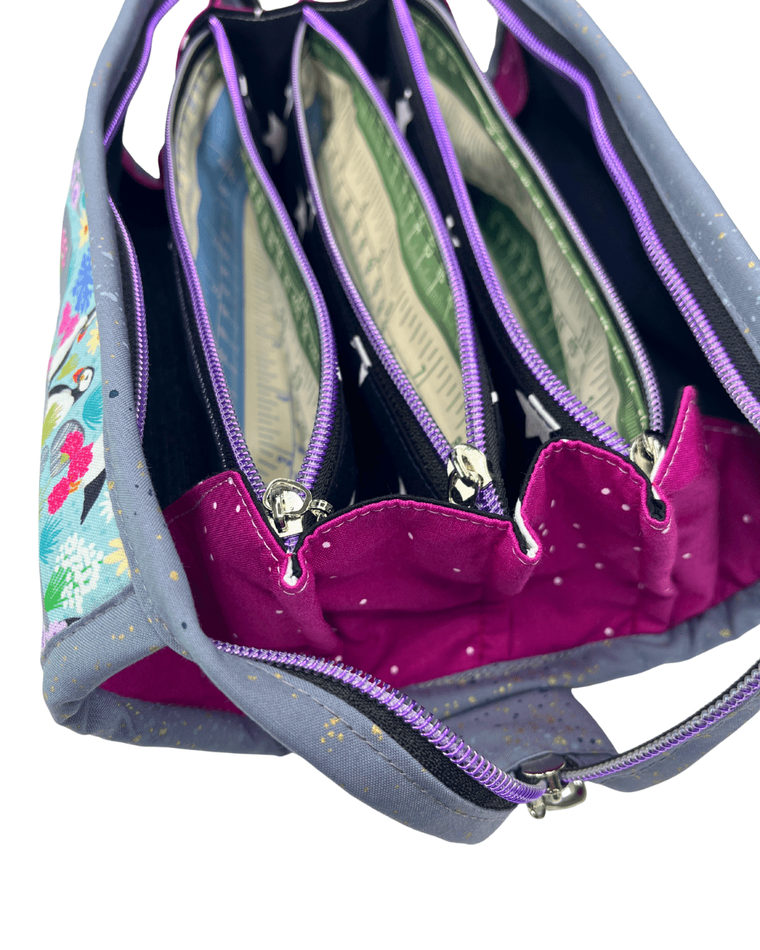 Sew Together Bag | Blue Grey Pink Puffin | Craft Organisation - Uphouse Crafts
