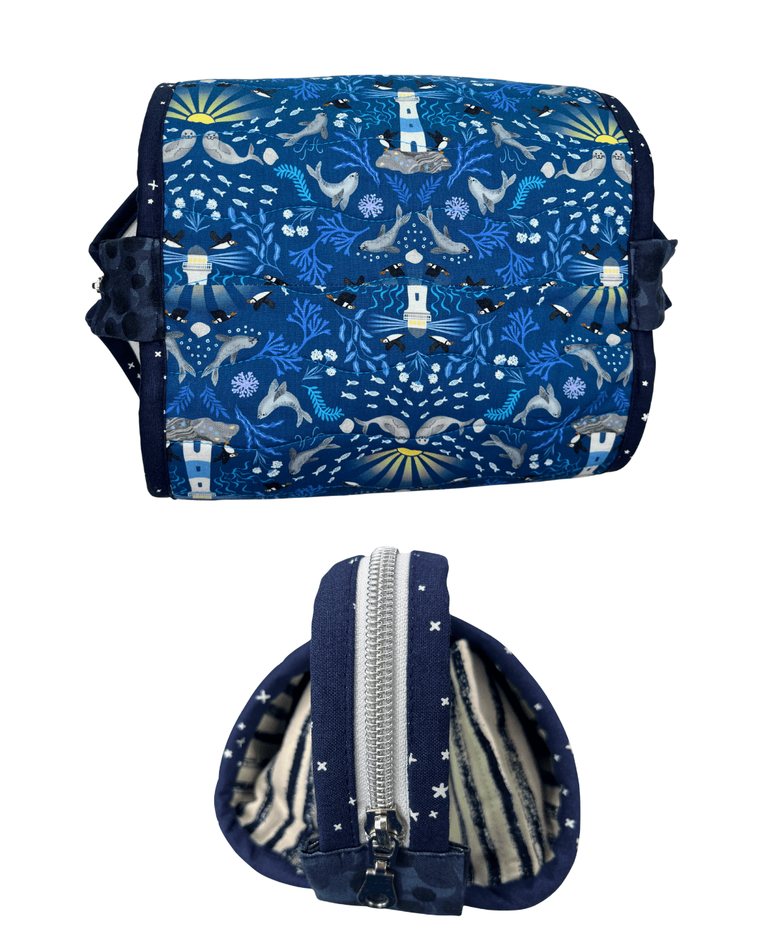 Sew Together Bag | Dark Blue White Puffin | Craft Organisation - Uphouse Crafts