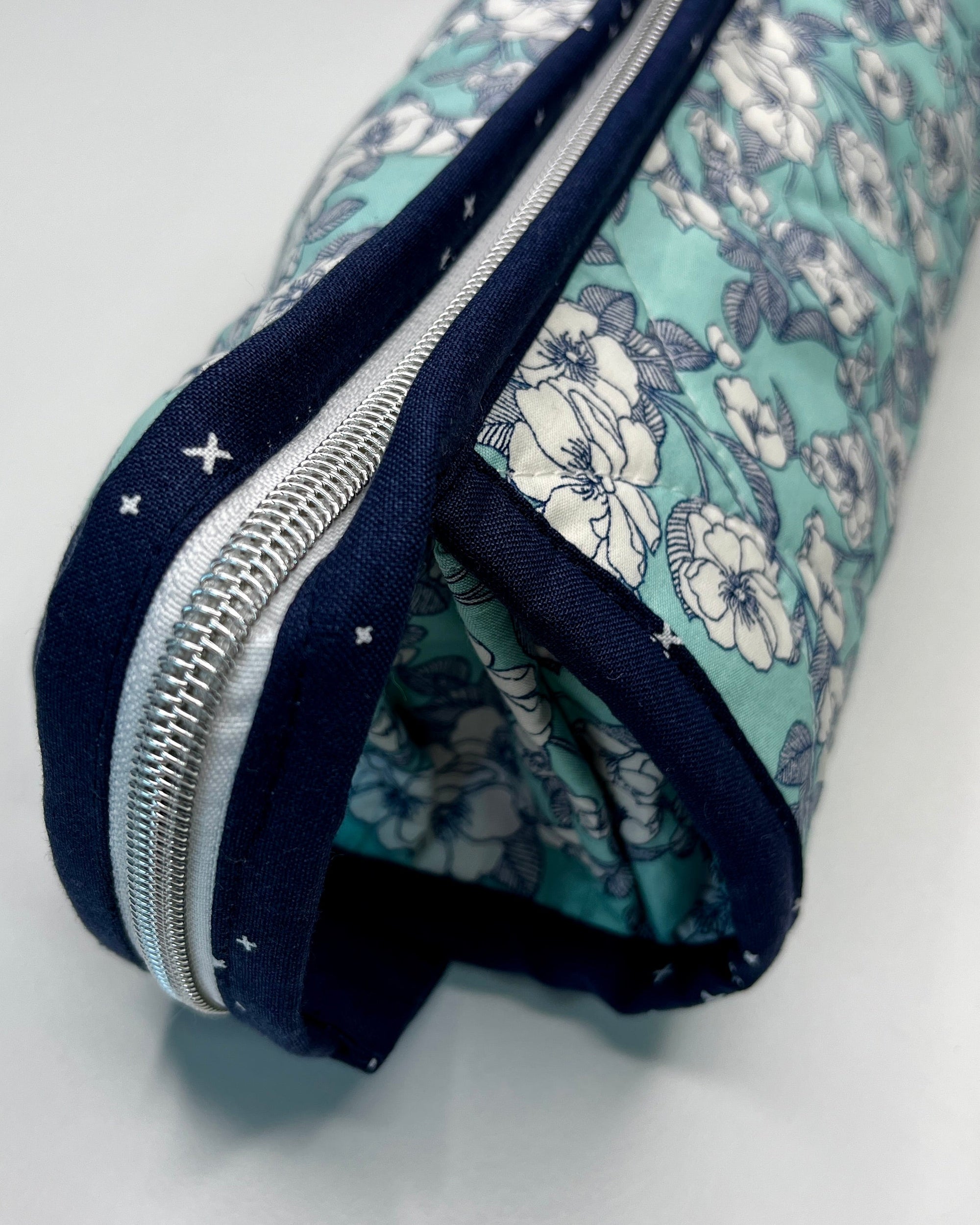 Sew Together Bag |Mint Navy White Floral | Craft Organisation - Uphouse Crafts
