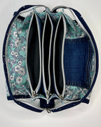 Sew Together Bag |Mint Navy White Floral | Craft Organisation - Uphouse Crafts