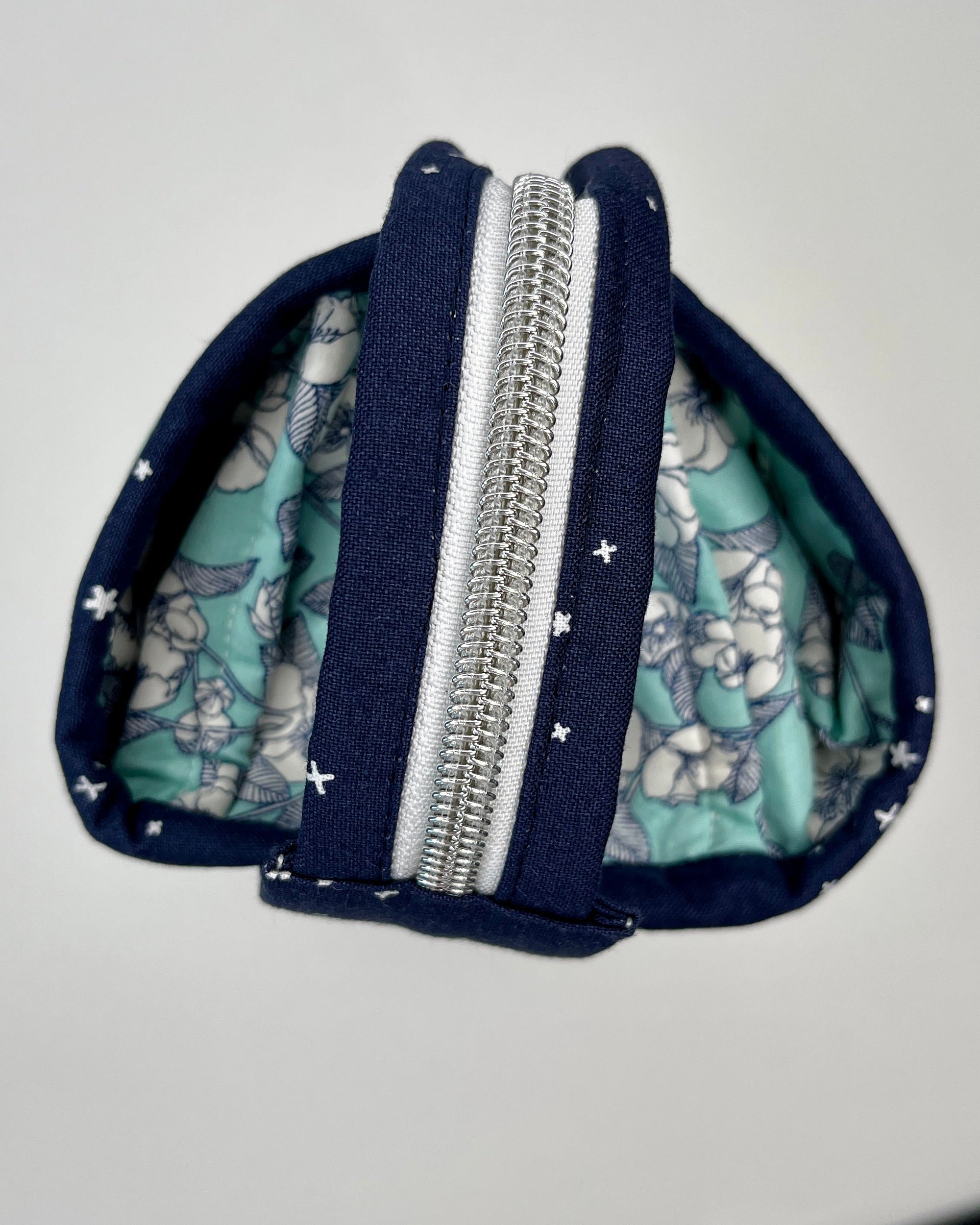 Sew Together Bag |Mint Navy White Floral | Craft Organisation - Uphouse Crafts