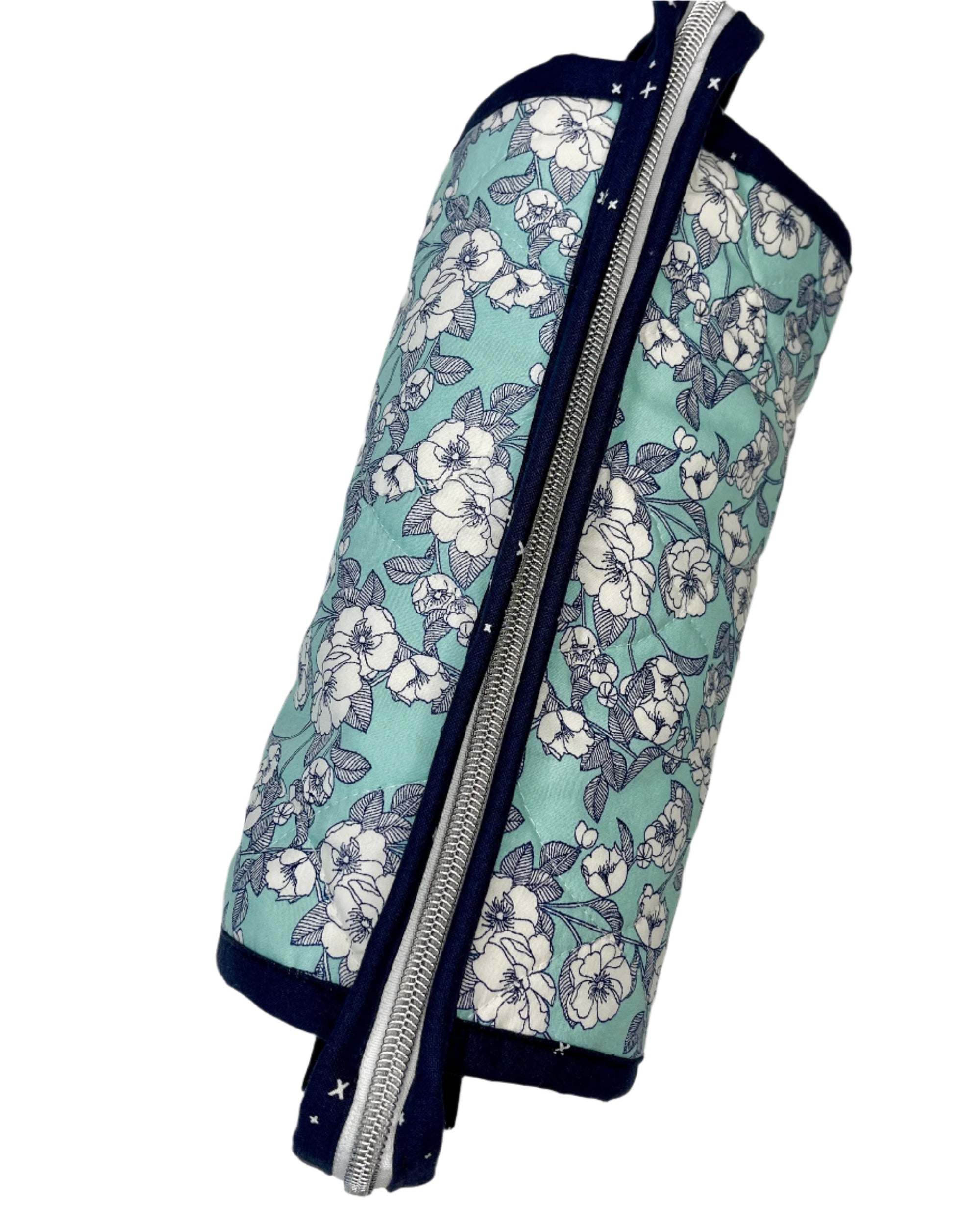 Sew Together Bag |Mint Navy White Floral | Craft Organisation - Uphouse Crafts