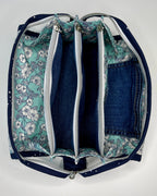 Sew Together Bag |Mint Navy White Floral | Craft Organisation - Uphouse Crafts