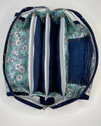 Sew Together Bag |Mint Navy White Floral | Craft Organisation - Uphouse Crafts