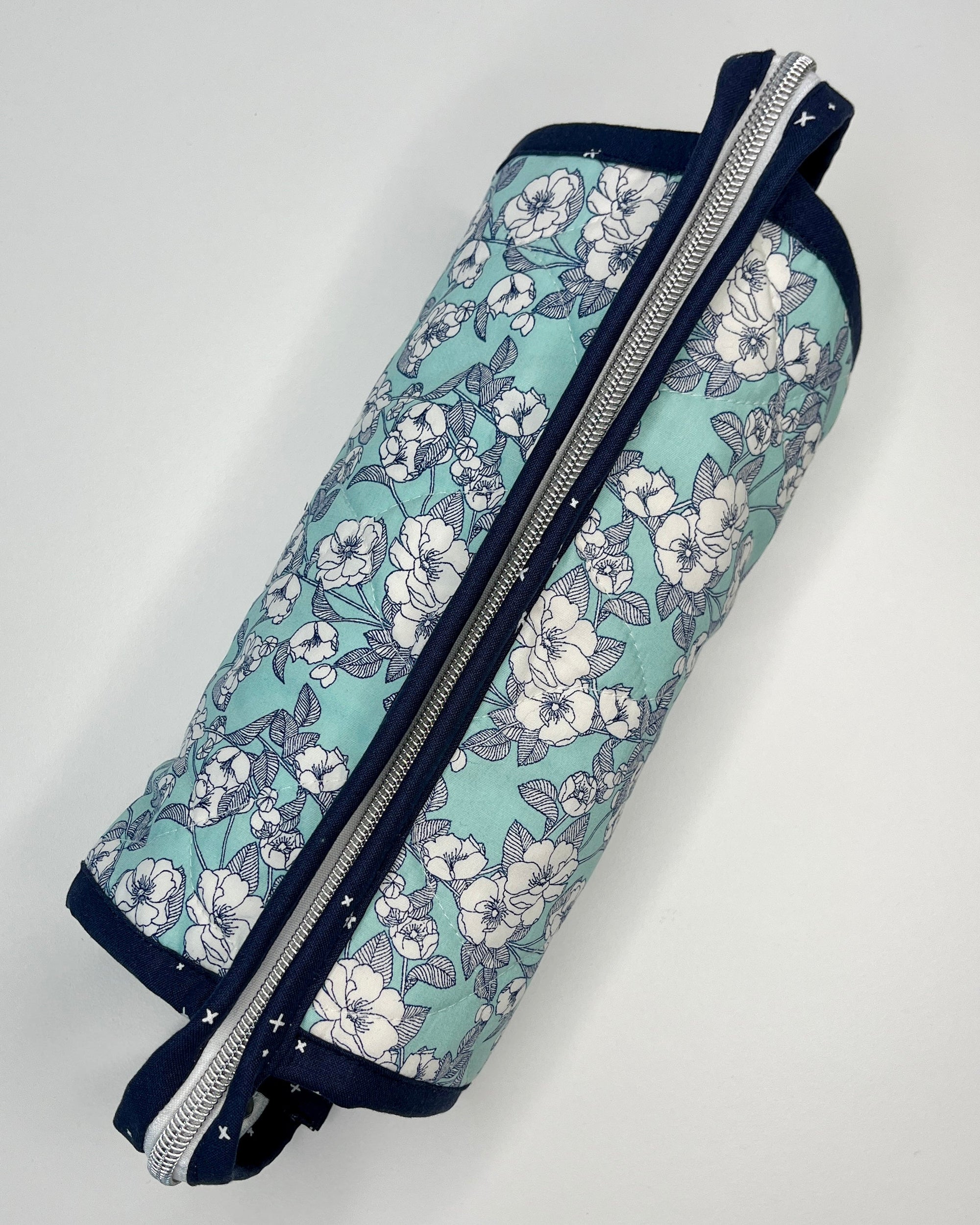 Sew Together Bag |Mint Navy White Floral | Craft Organisation - Uphouse Crafts