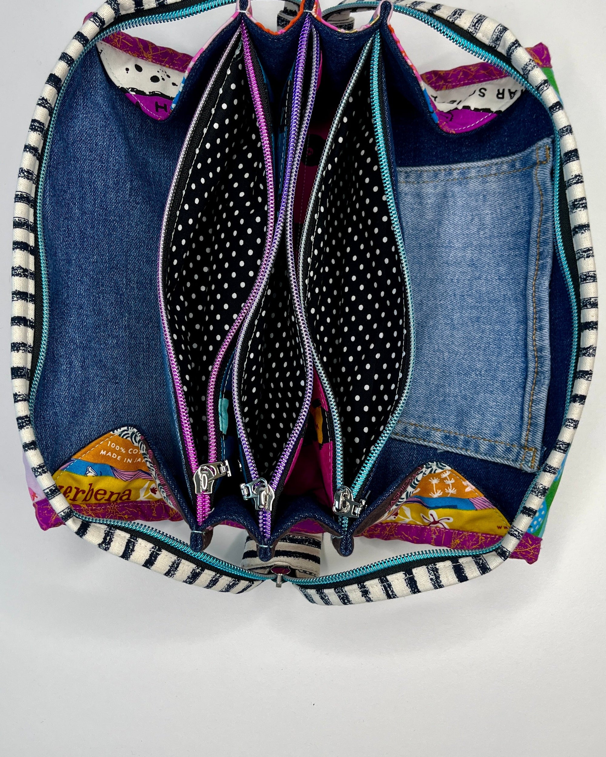 Sew Together Bag | Selvedge Pink Green | Craft Organisation - Uphouse Crafts