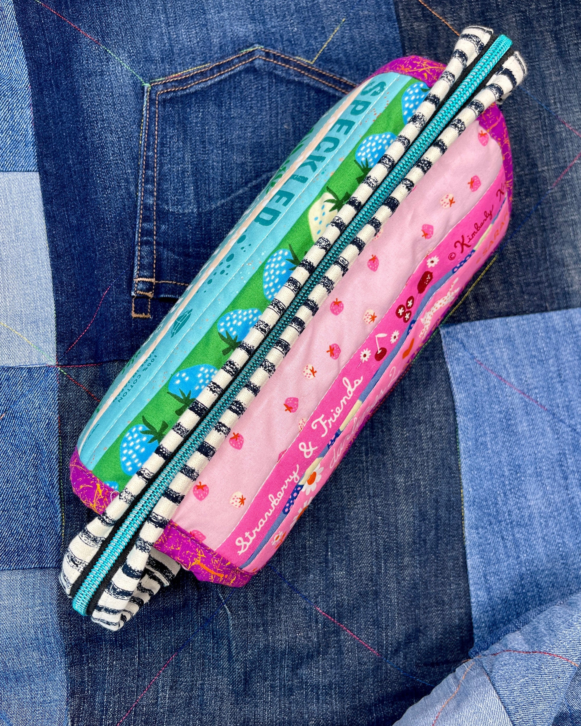 Sew Together Bag | Selvedge Pink Green | Craft Organisation - Uphouse Crafts