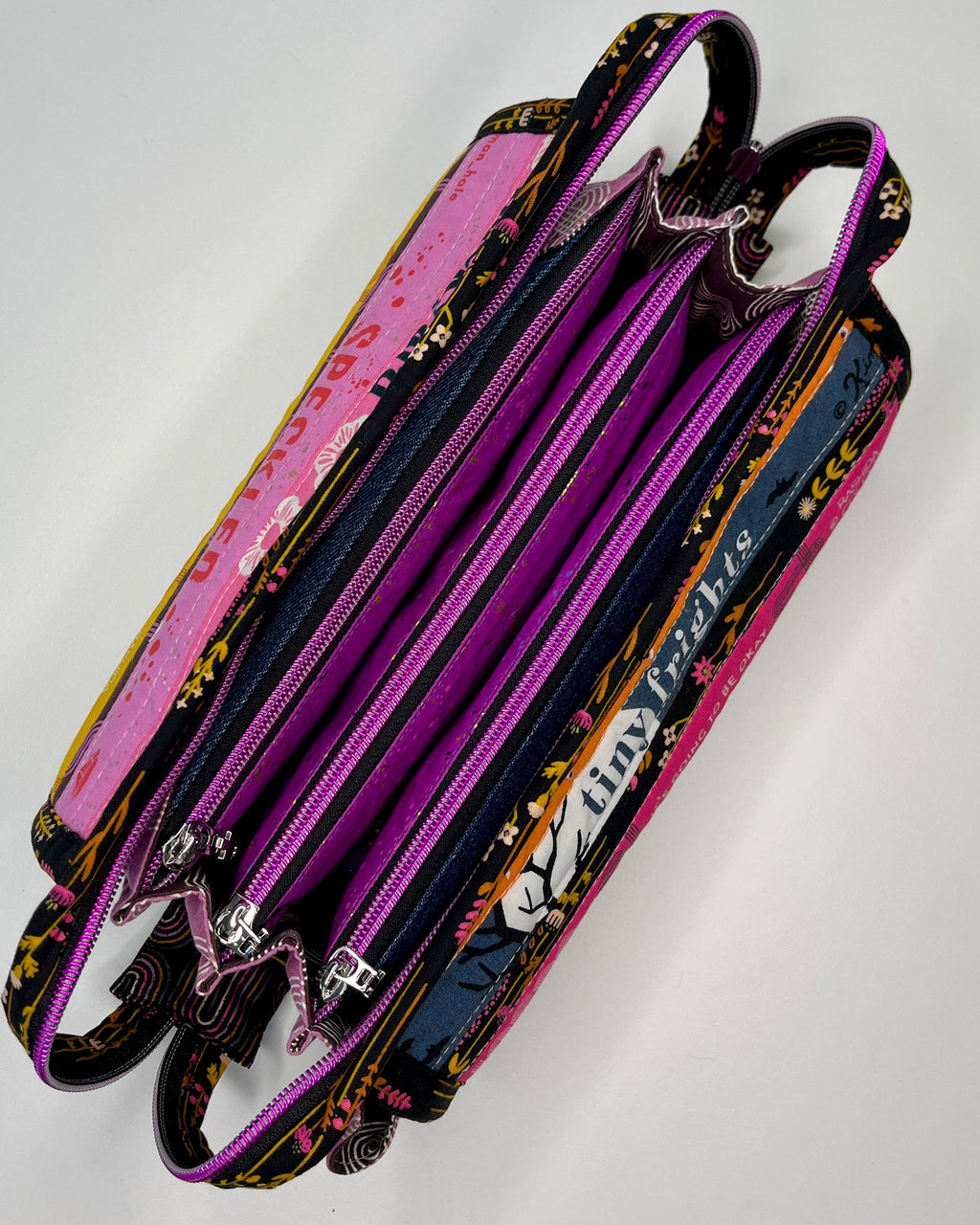 Sew Together Bag | Selvedge Pink Mustard Black | Craft Organisation - Uphouse Crafts