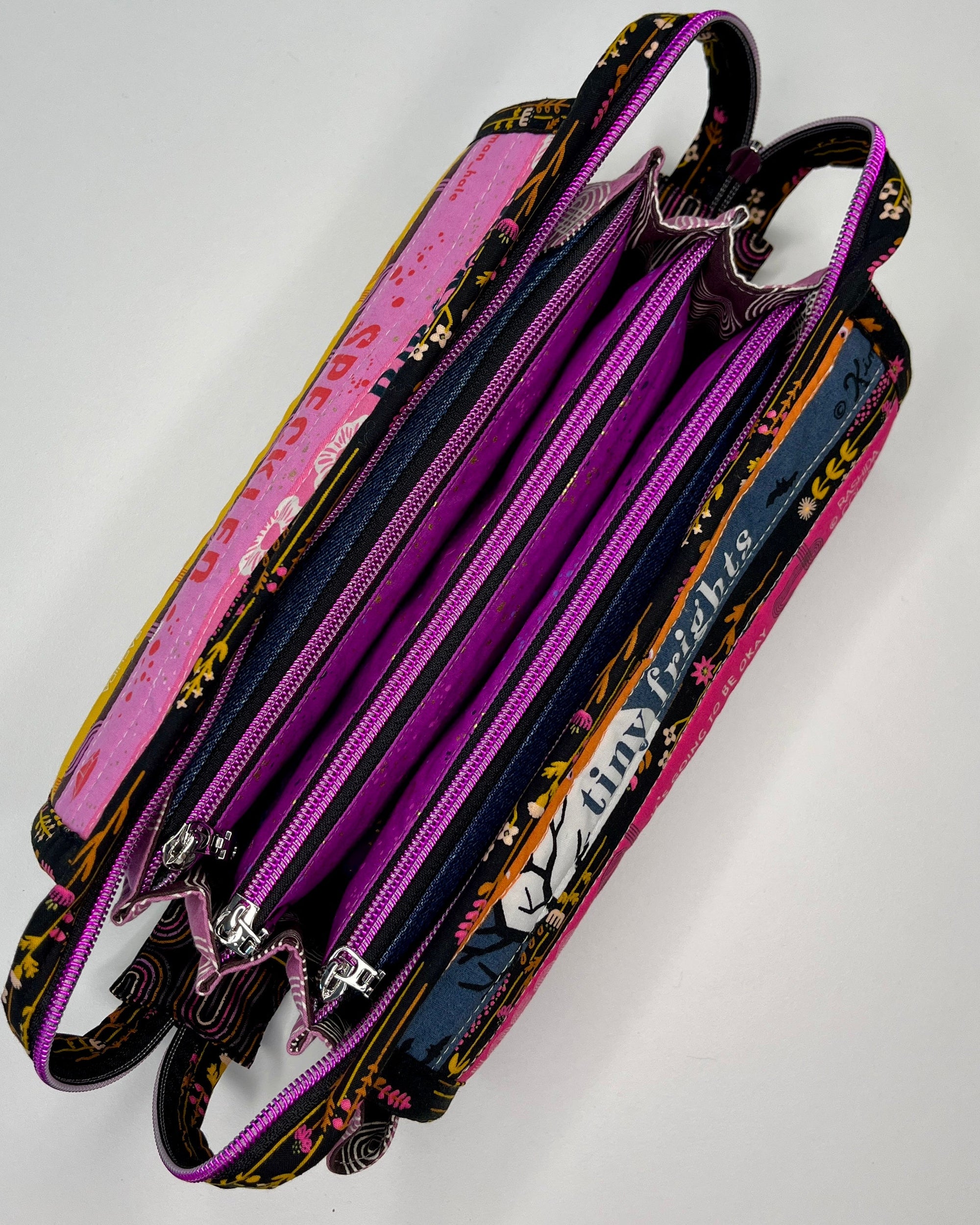 Sew Together Bag | Selvedge Pink Mustard Black | Craft Organisation - Uphouse Crafts