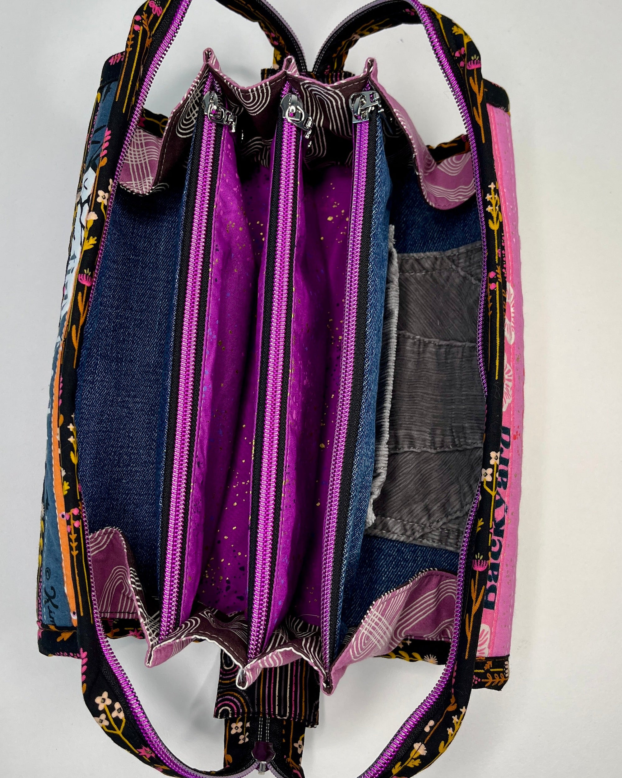 Sew Together Bag | Selvedge Pink Mustard Black | Craft Organisation - Uphouse Crafts