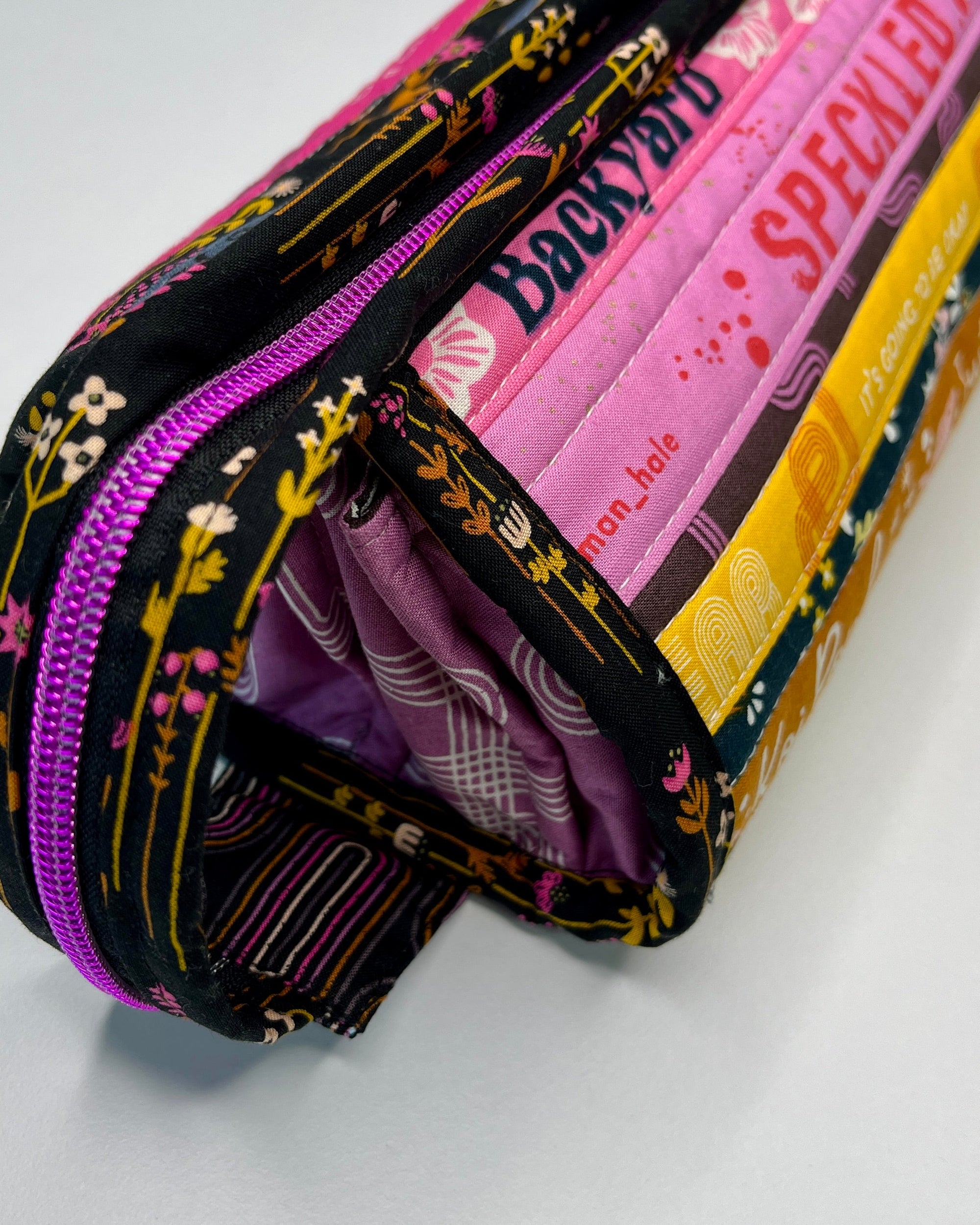 Sew Together Bag | Selvedge Pink Mustard Black | Craft Organisation - Uphouse Crafts