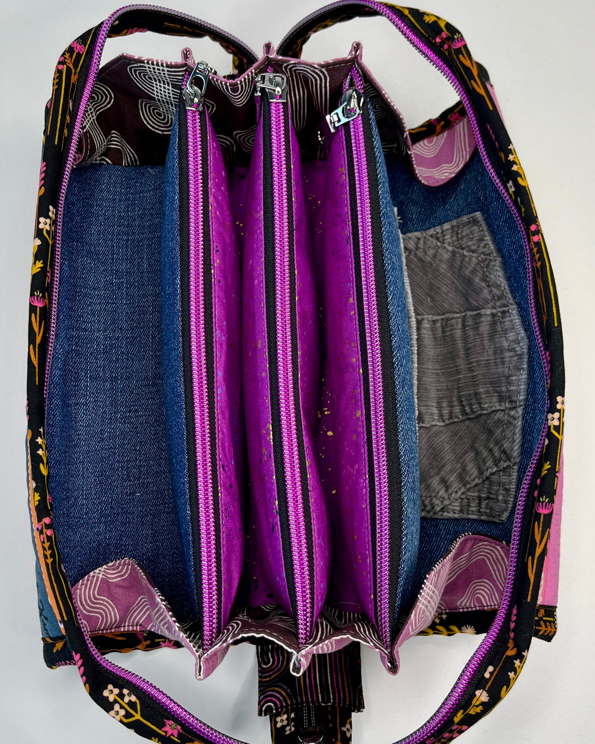 Sew Together Bag | Selvedge Pink Mustard Black | Craft Organisation - Uphouse Crafts
