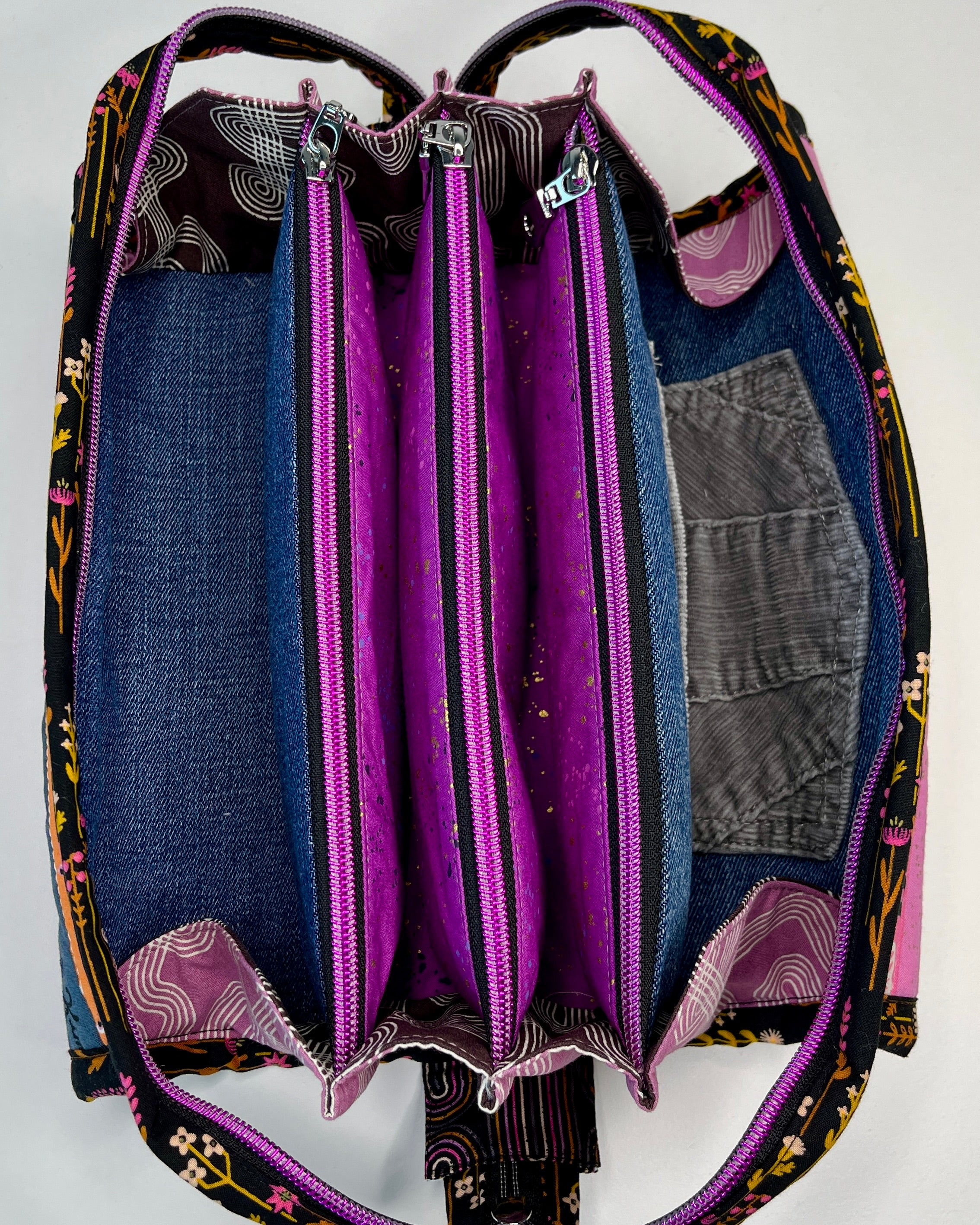 Sew Together Bag | Selvedge Pink Mustard Black | Craft Organisation - Uphouse Crafts