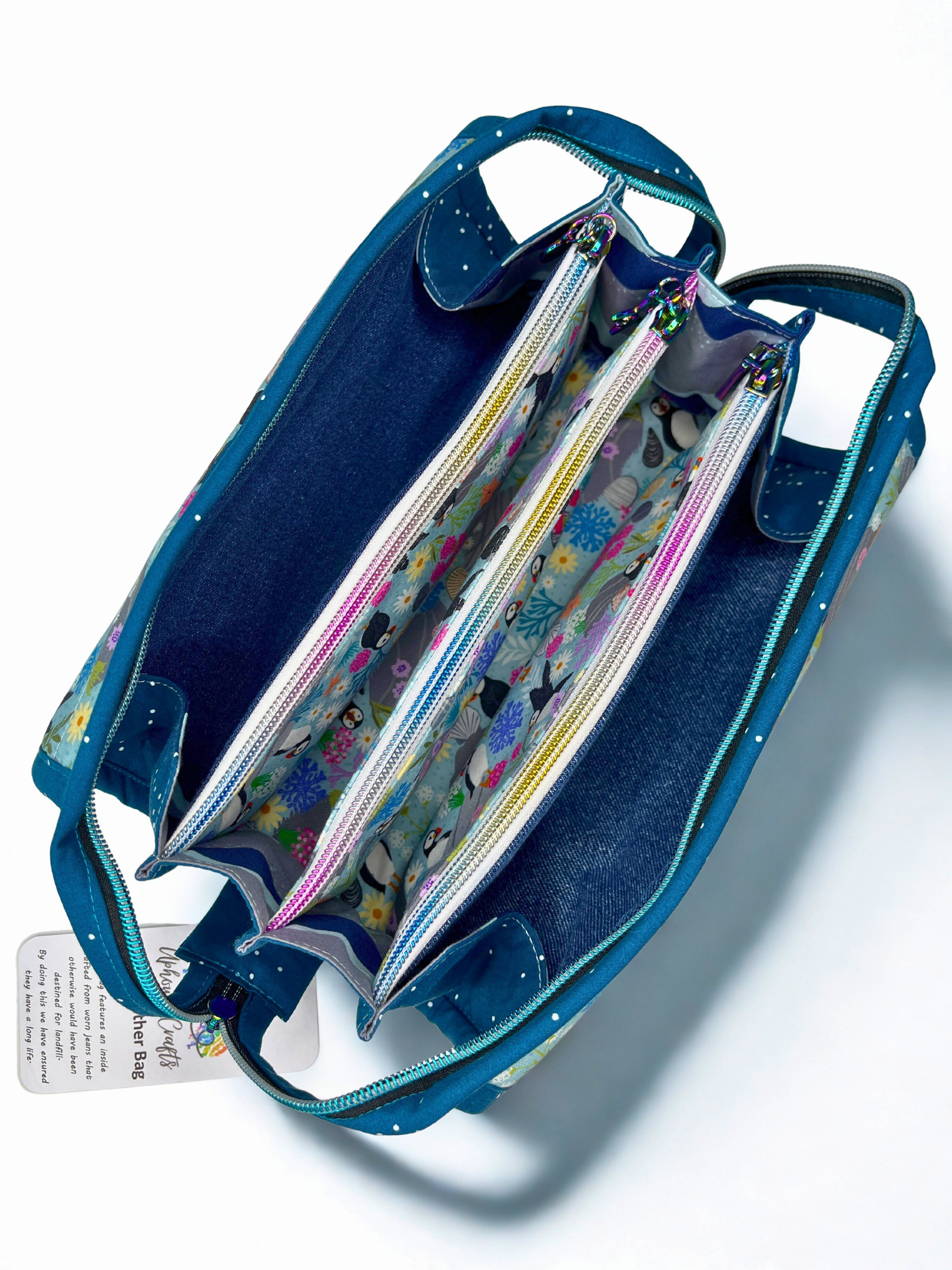 Sew Together Bag | Teal Blue Puffin | Craft Organisation - Uphouse Crafts