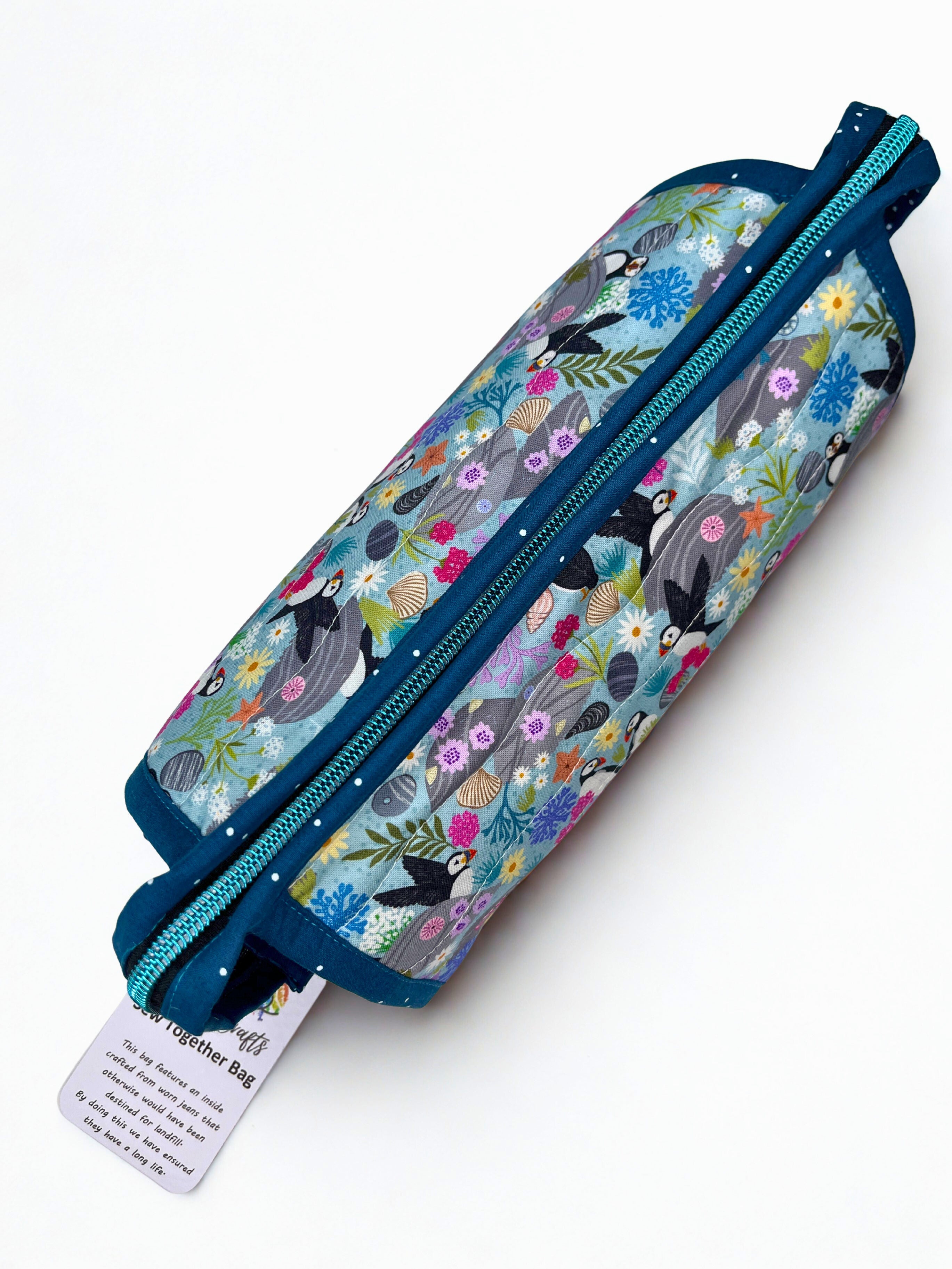 Sew Together Bag | Teal Blue Puffin | Craft Organisation - Uphouse Crafts