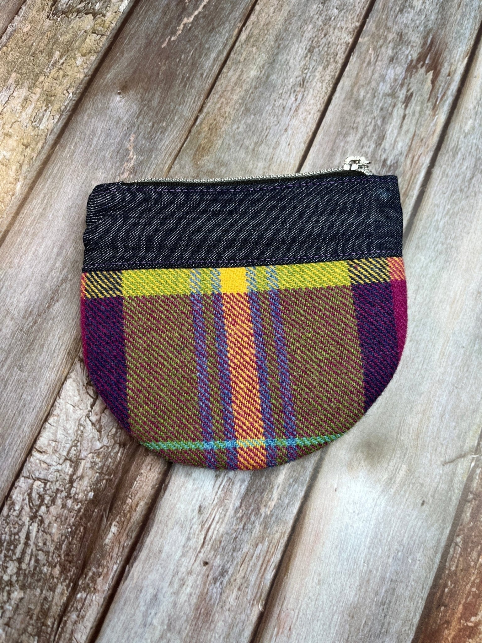 Shetland Summer Heather Tweed Round Wing Zip Purse